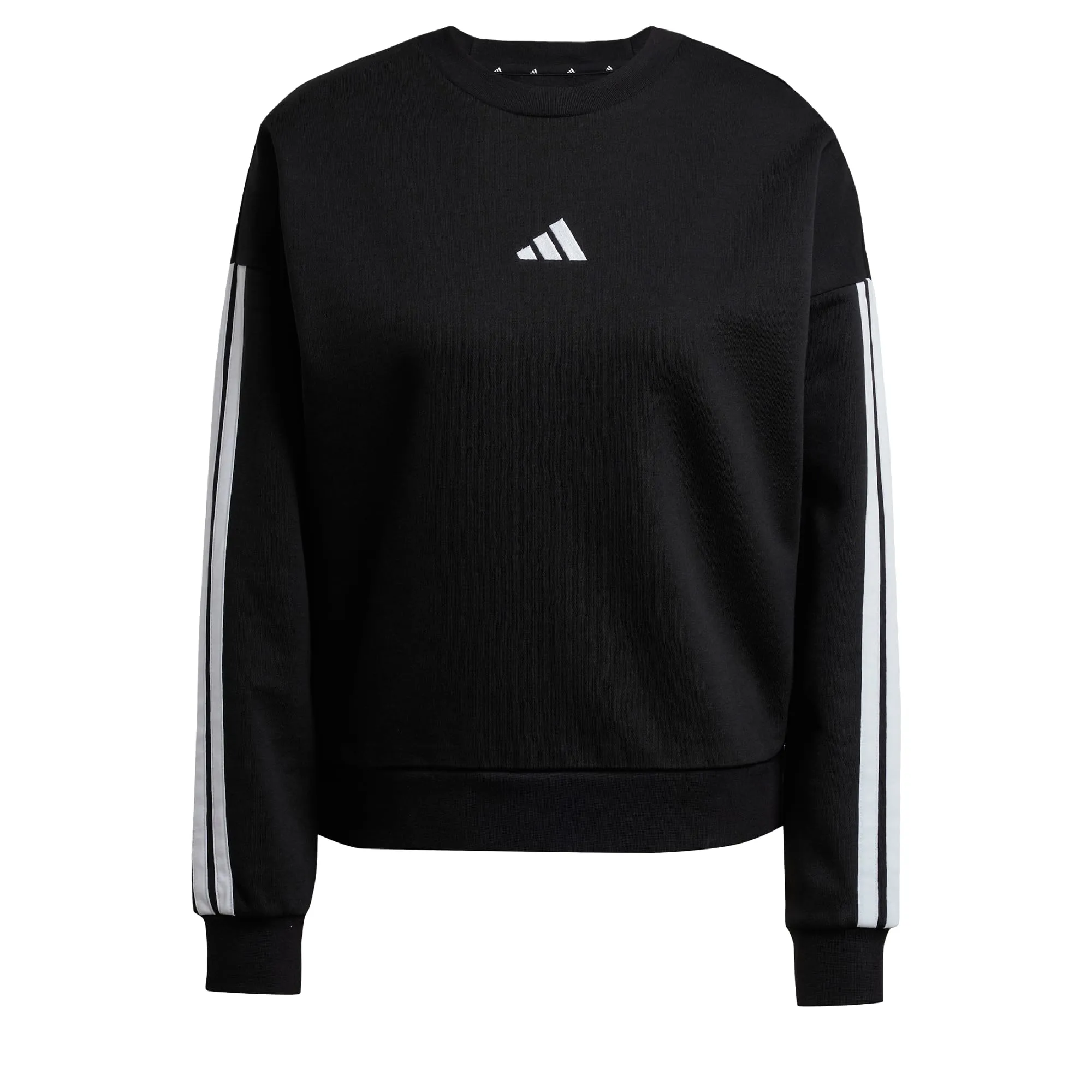 adidas Donna Essentials 3-Stripes Fleece Sweatshirt, Black/White, XS - immagine 1