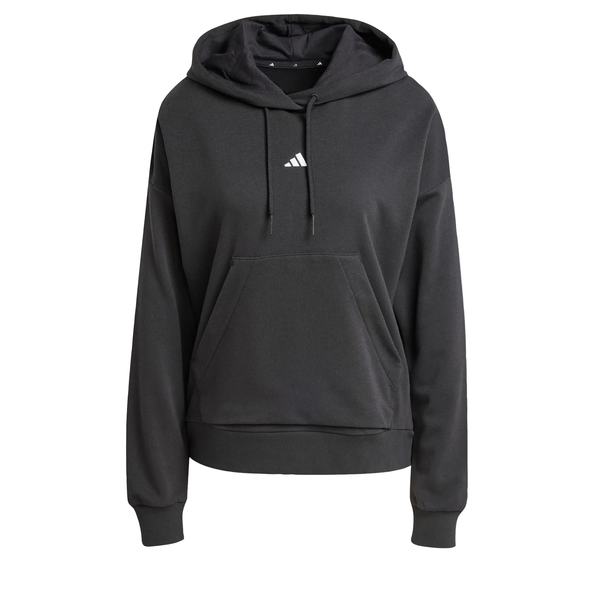 adidas Donna Essentials Small Logo French Terry Hoodie Sweatshirt, Black/White, XS - immagine 4