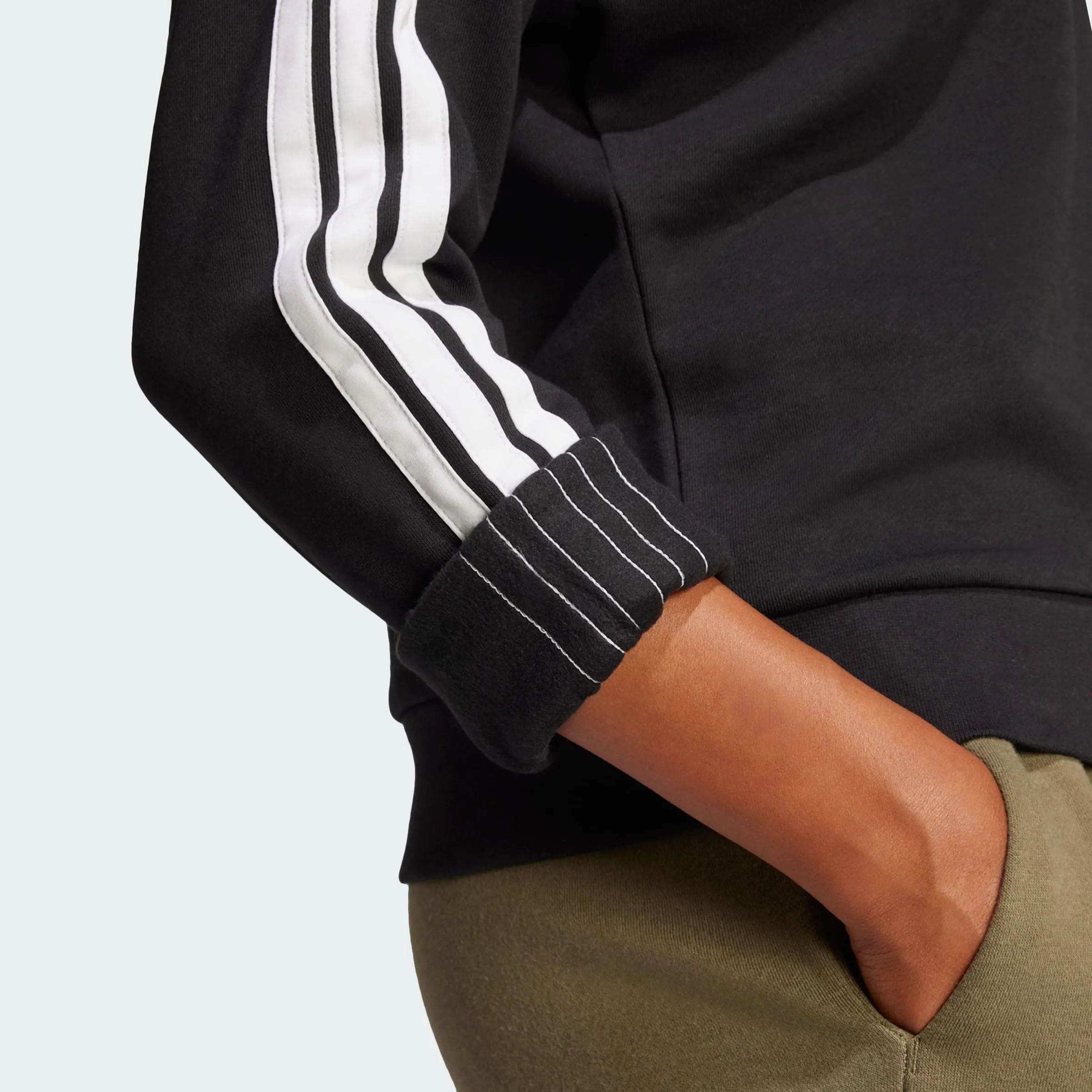 adidas Donna Essentials 3-Stripes Fleece Sweatshirt, Black/White, M - immagine 3