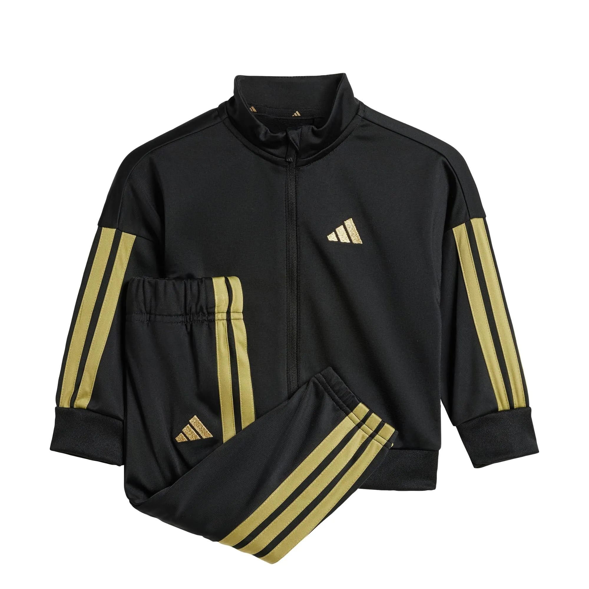 adidas Unisex - Bimbi 0-24 Essentials Climacool Track Suit, Black/Gold Metallic, 3-4 Years - immagine 1