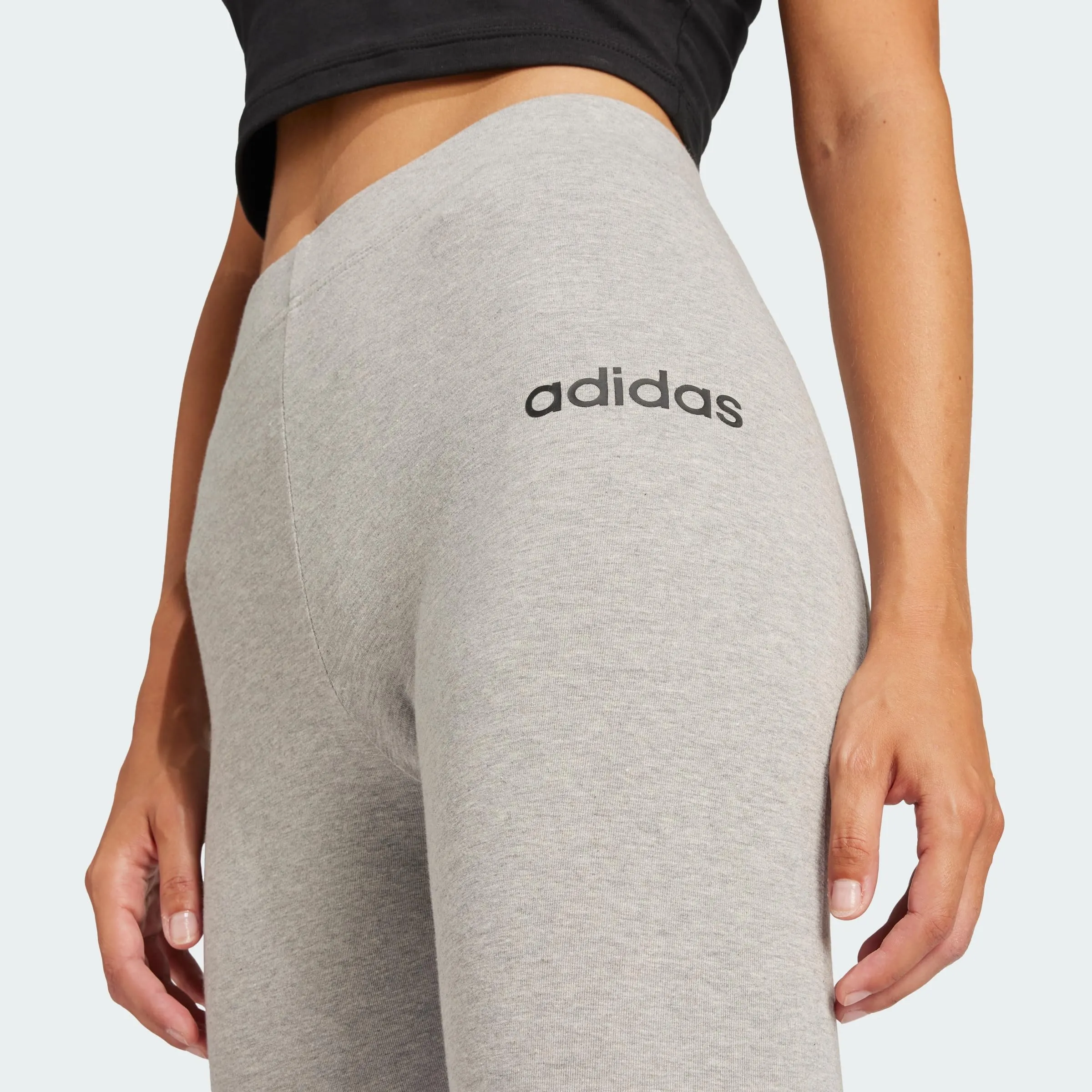 adidas Donna Essentials Linear Cotton Leggings Tights, Medium Grey Heather/Black, S - immagine 2