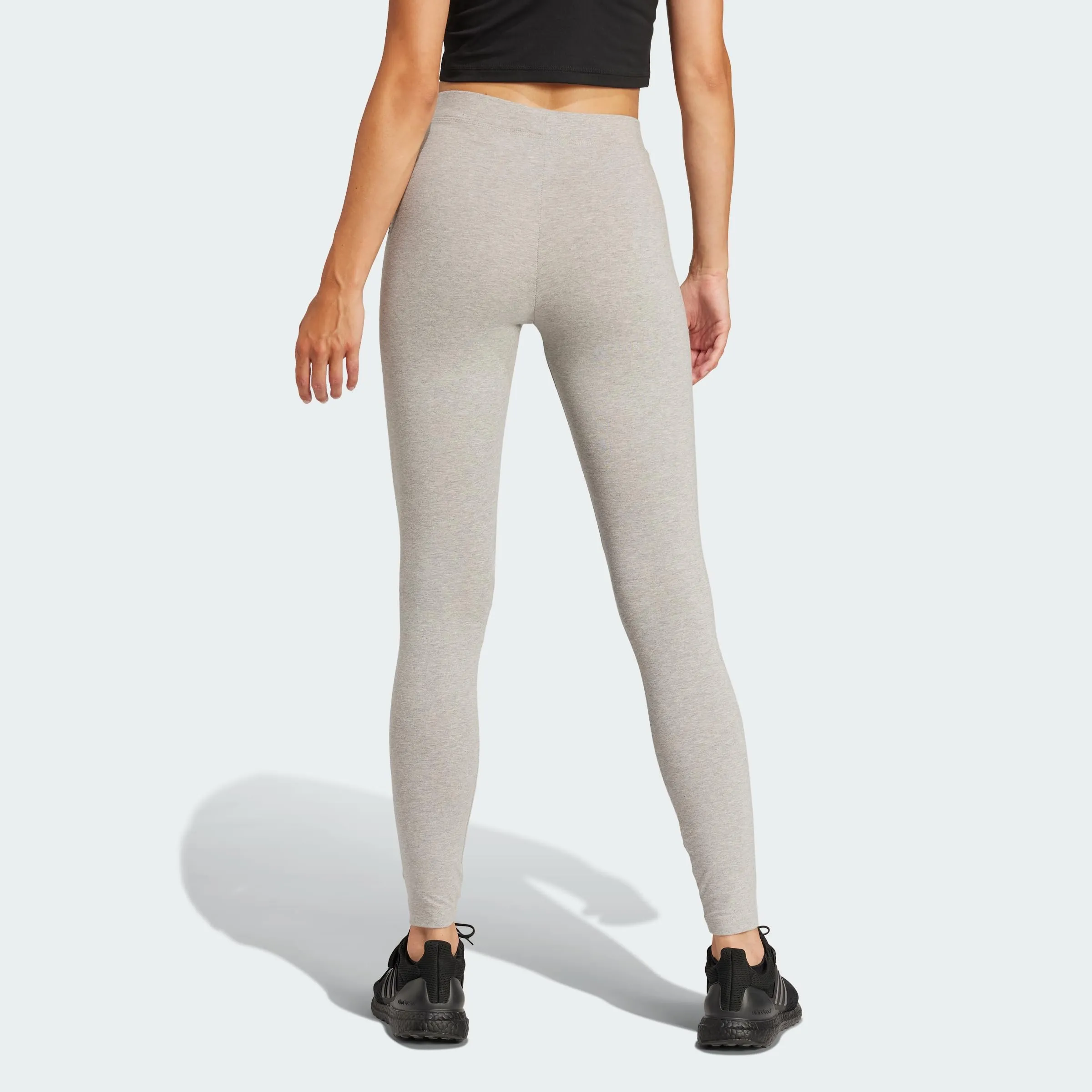 adidas Donna Essentials Linear Cotton Leggings Tights, Medium Grey Heather/Black, S - immagine 4
