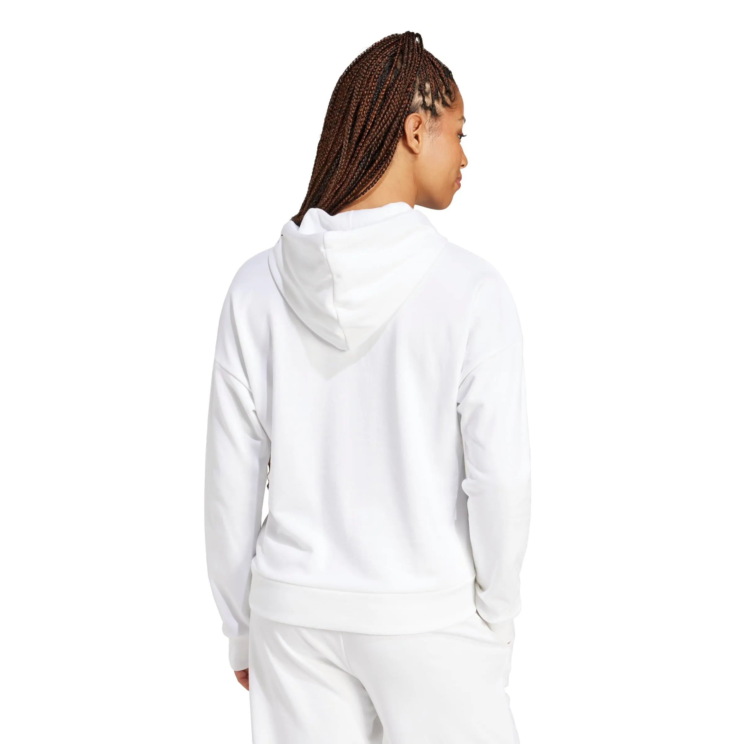 adidas Donna Essentials Small Logo French Terry Hoodie Sweatshirt, White/Black, S - immagine 2