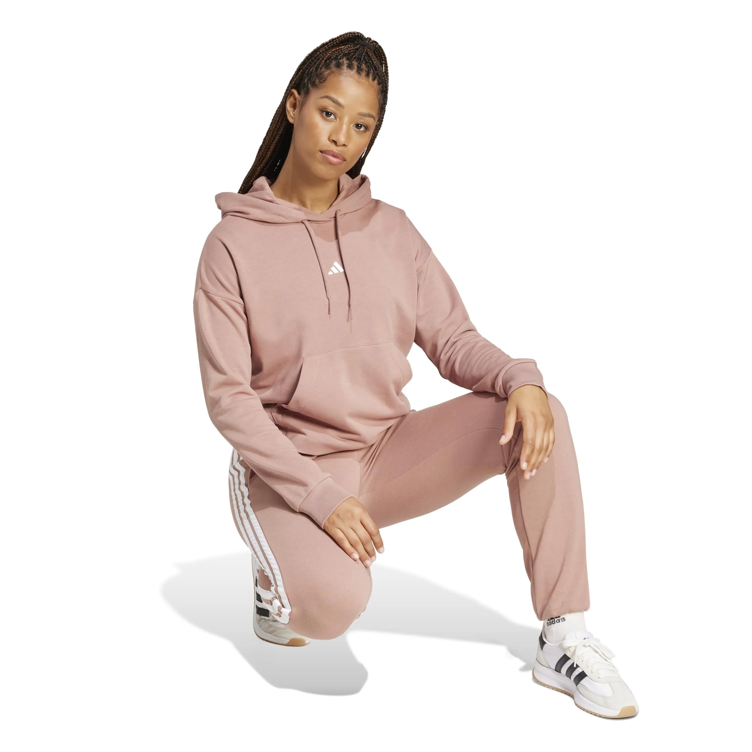 Adidas Donna Essentials Small Logo French Terry Hoodie, Warm Clay/White, S - immagine 4