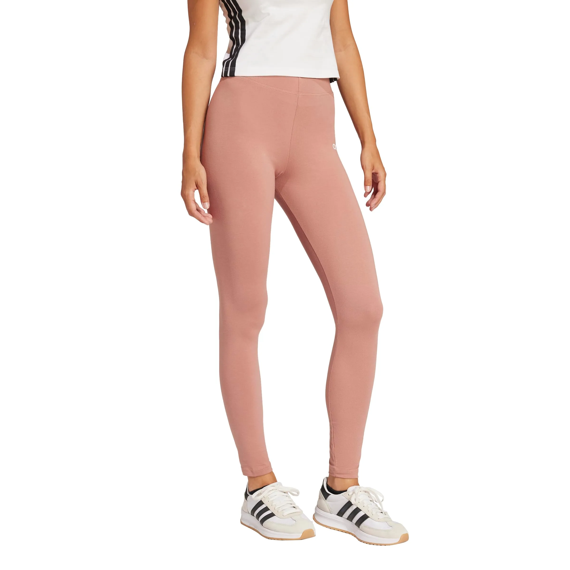 Adidas Leggings da Donna Essentials Linear Cotton, Tono Caldo/Bianco, XL - immagine 3