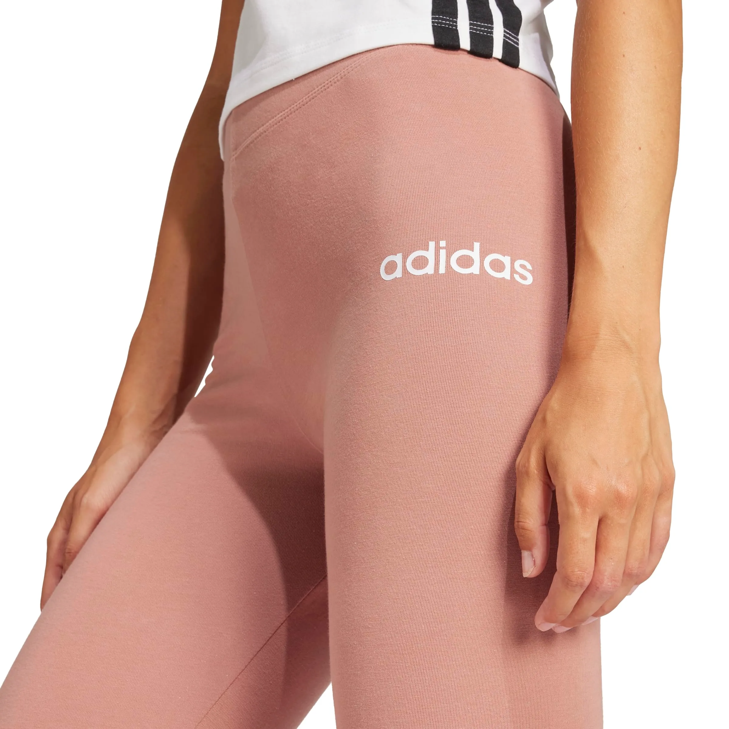Adidas Leggings da Donna Essentials Linear Cotton, Tono Caldo/Bianco, XL - immagine 4