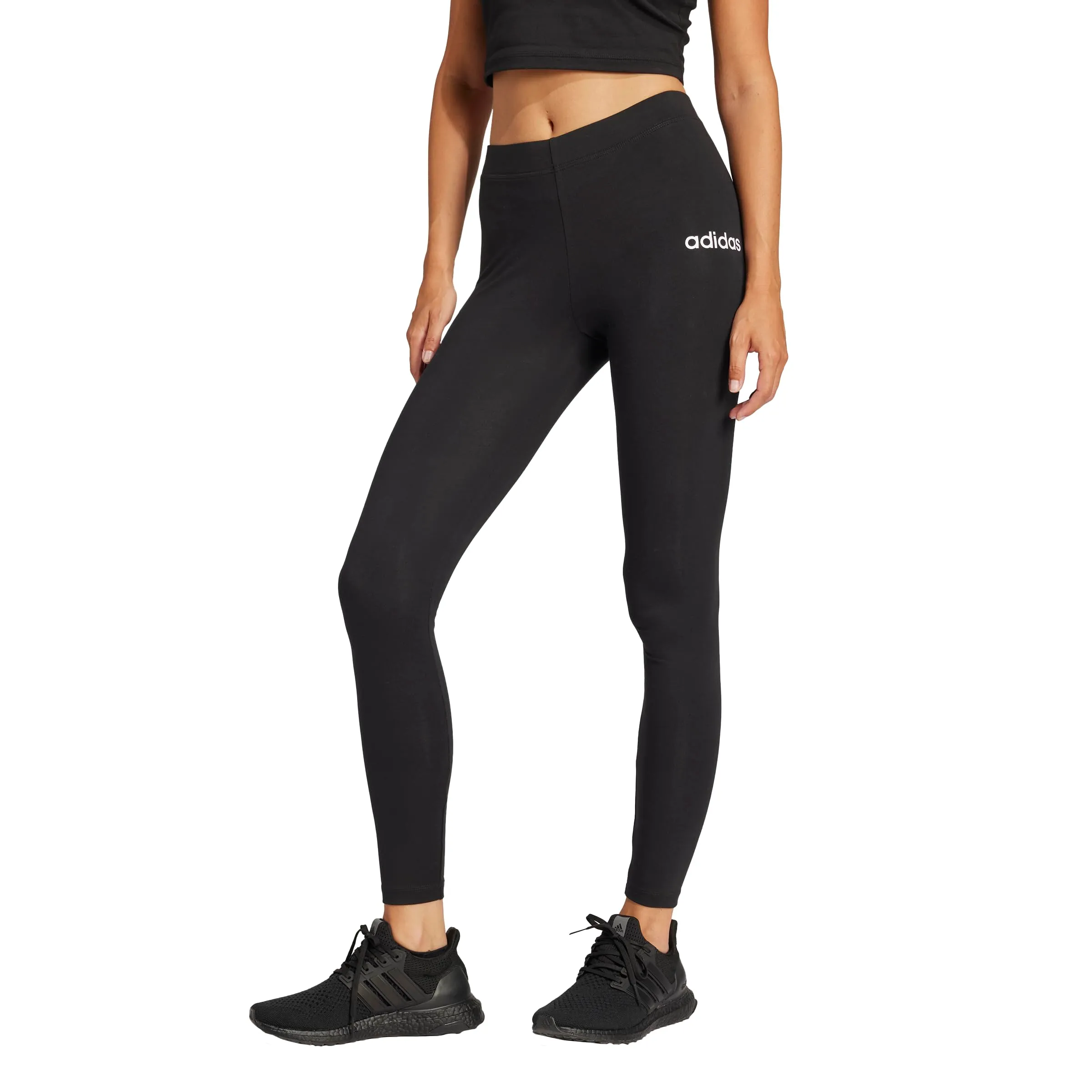 Adidas Leggings da Donna Essentials Linear in Cotone, Nero/Bianco., XS - immagine 1