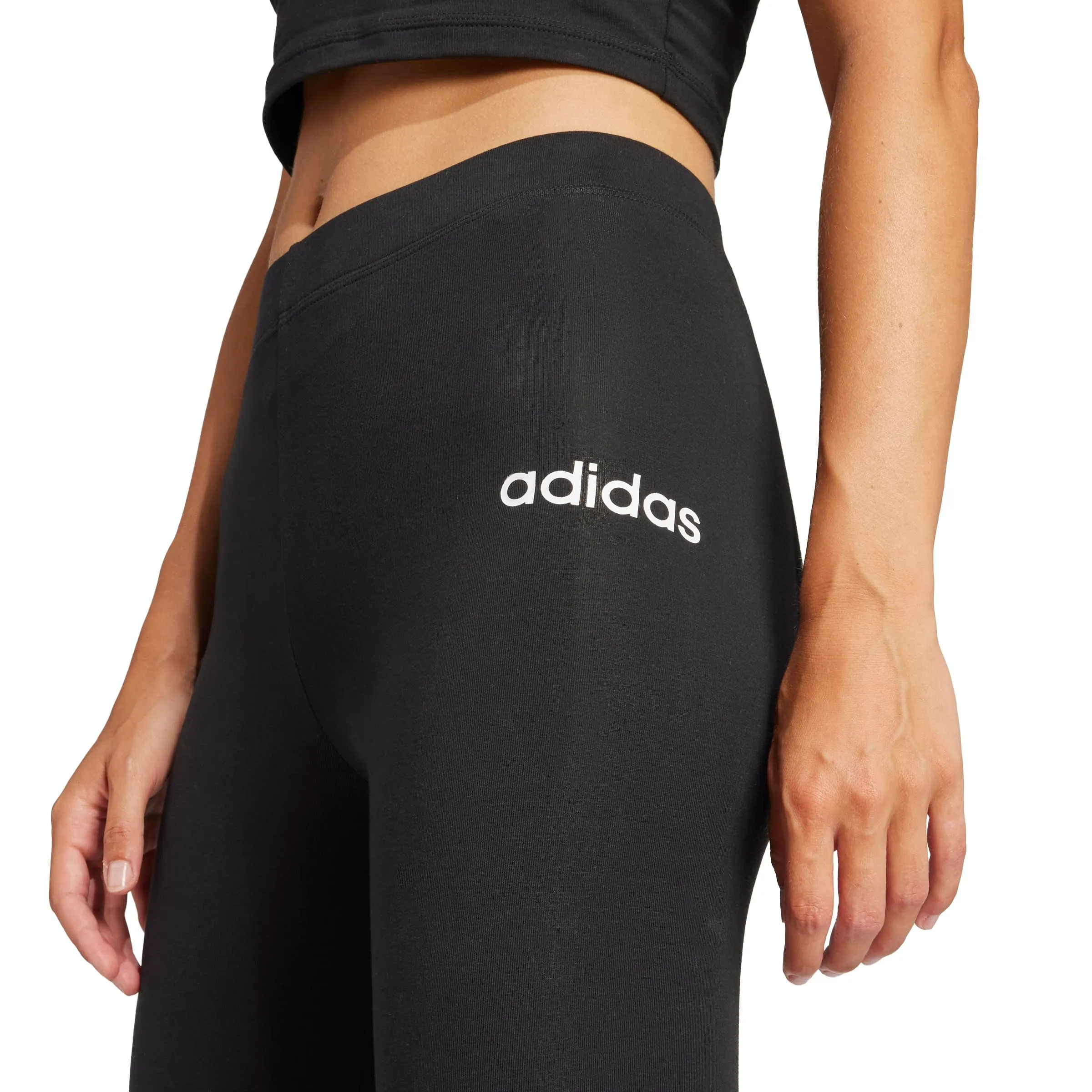 Adidas Leggings da Donna Essentials Linear in Cotone, Nero/Bianco., XS - immagine 4