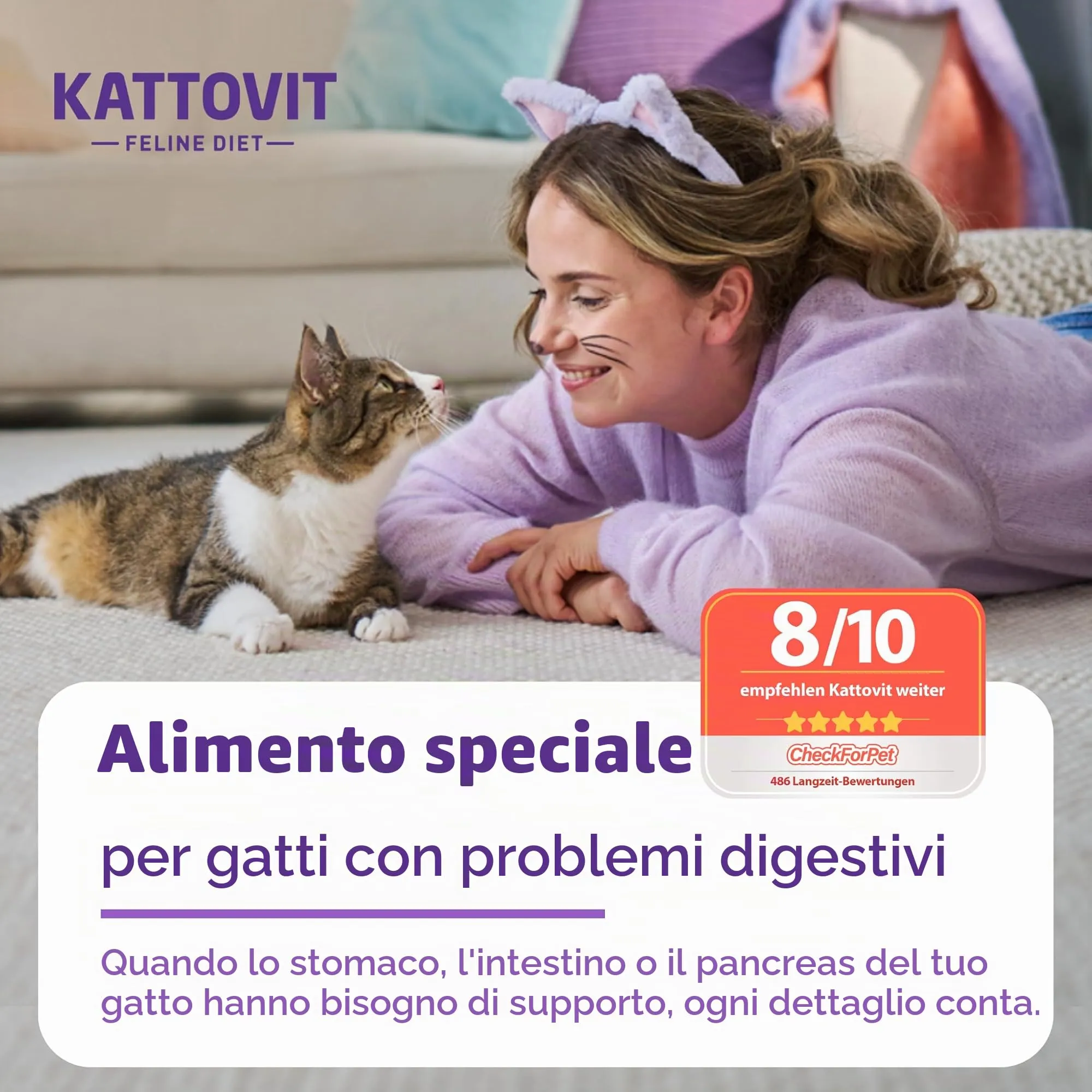 Kattovit - Cibo Umido per Gatti Gastro | Alimento Completo Dietetico per Sostenere il Sistema Gastrointestinale | Sacchetto Fresco per Gatti Adulti | 24 x 85 g di Pollo - immagine 2