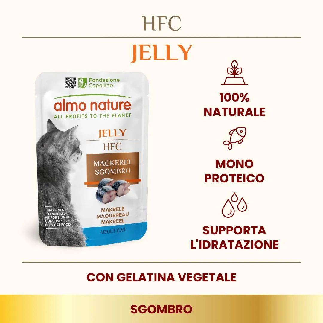 Almo Nature HFC Jelly - Alimento Umido per Gatti Adulti - Sgombro - Human-Grade, Gluten-Free, Monoproteico - 55g (Confezione da 24) - immagine 2
