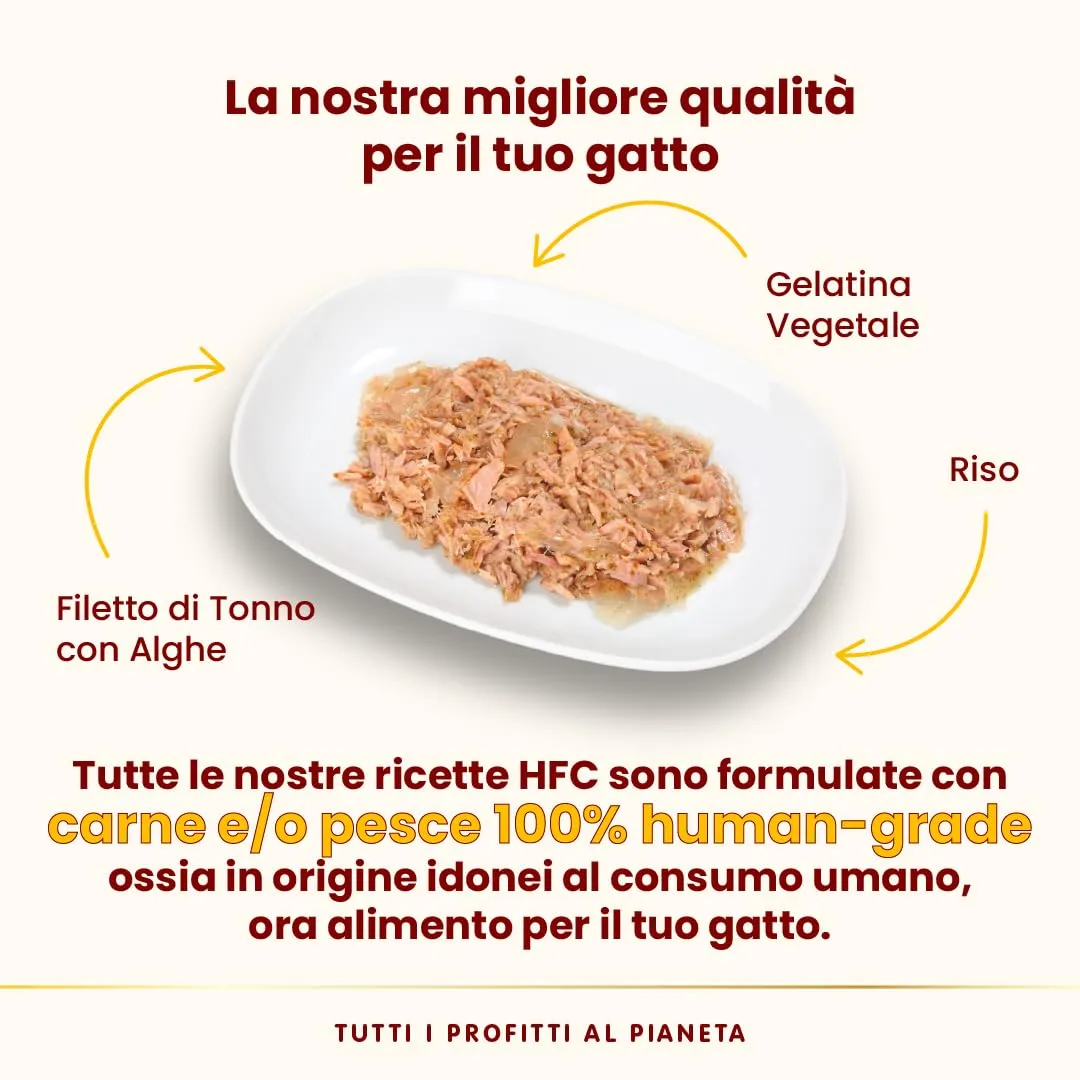 Almo Nature HFC Jelly - Alimento Umido per Gatti Adulti - Filetto di Tonno con Alghe - Human-Grade, Gluten-Free, Monoproteico - 55g (Confezione da 24) - immagine 3