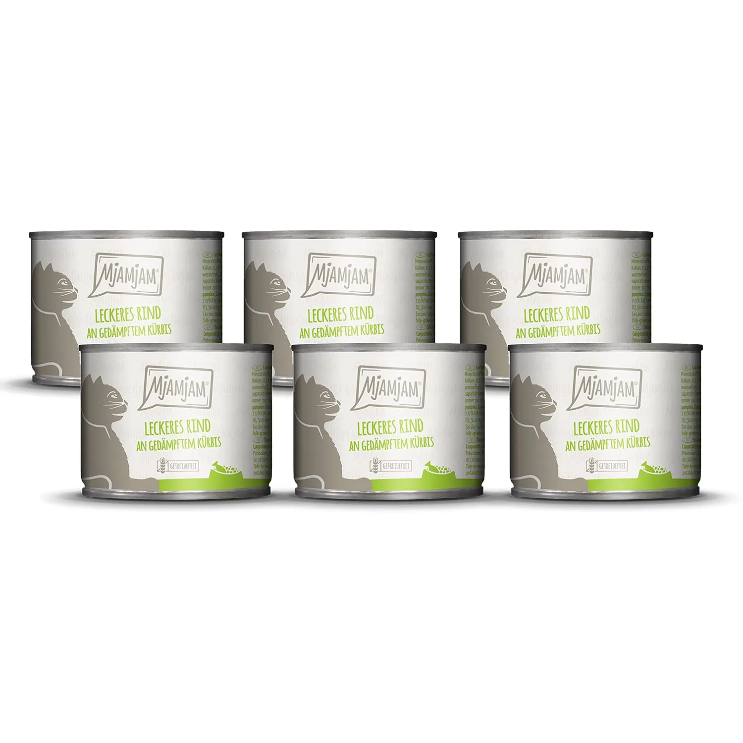 MjAMjAM - cibo umido premium per gatti - delizioso manzo con zucca al vapore, confezione da 6 (6 x 200 g), senza cereali con carne extra - immagine 1