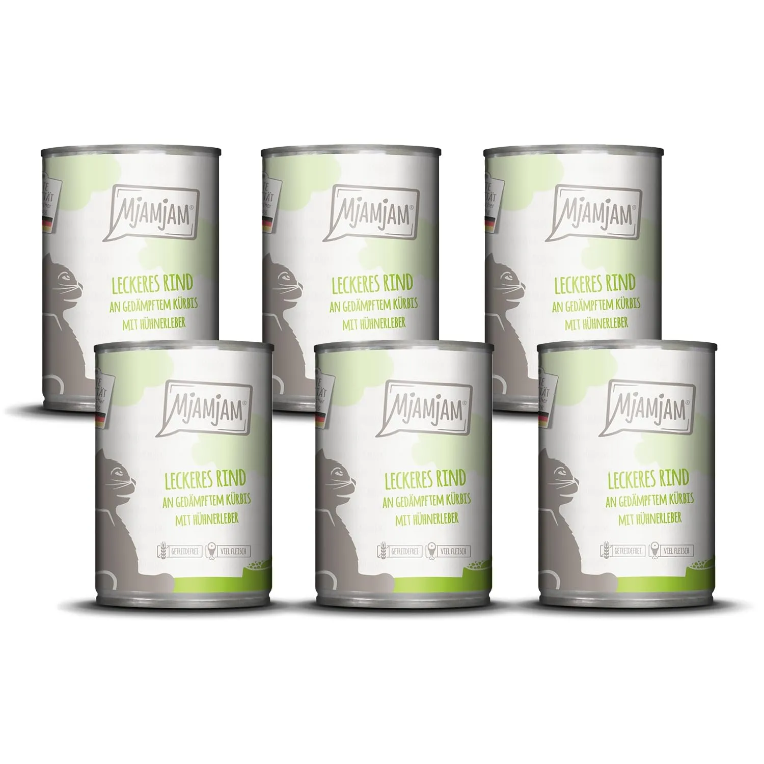 MjAMjAM - cibo umido premium per gatti - delizioso manzo con zucca al vapore, confezione da 6 (6 x 400 g), senza cereali con carne extra - immagine 1