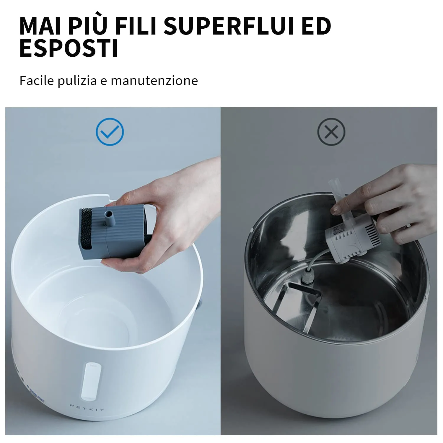 PETKIT EVERSWEET Solo 2 Fontana d'acqua per animali domestici, pompa senza fili, controllo tramite app, ultra silenzioso, modalità Smart/Normal/DND, erogatore d'acqua per cani e gatti-2L - immagine 3