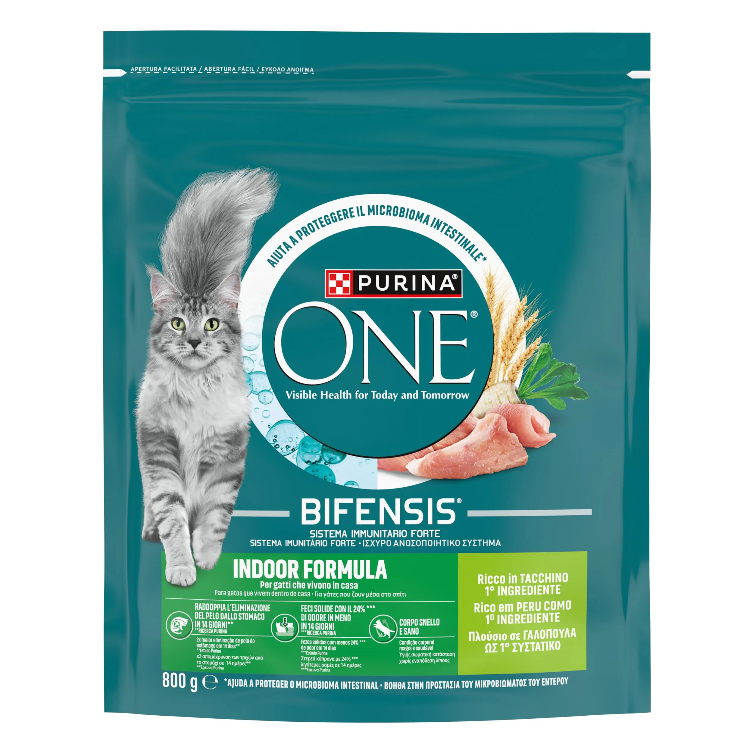 PURINA ONE Bifensis Crocchette per Gatti Adulti Ricco in Tacchino e Cereali Integrali 8 Sacchi da 800g - immagine 2