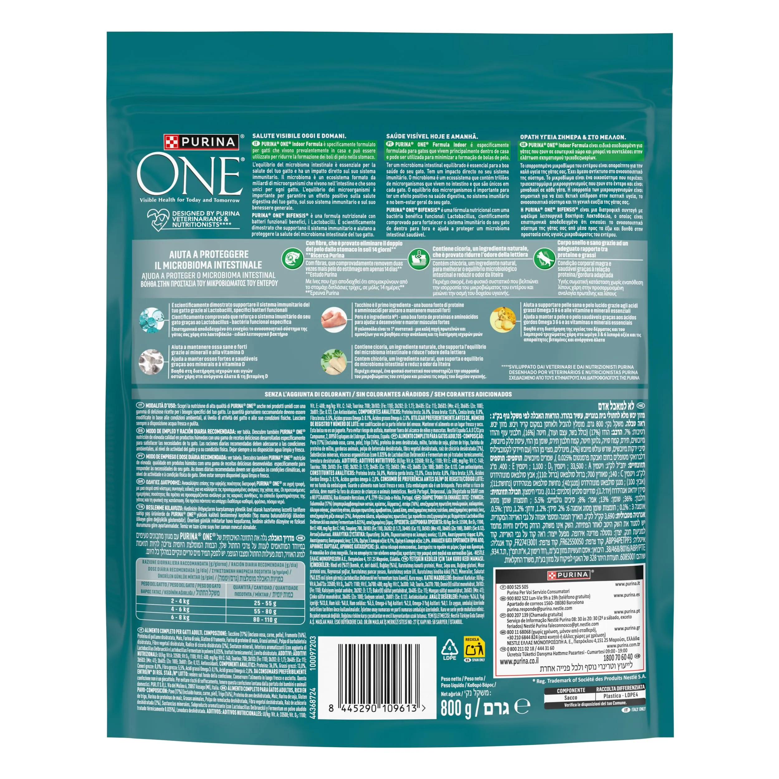 PURINA ONE Bifensis Crocchette per Gatti Adulti Ricco in Tacchino e Cereali Integrali 8 Sacchi da 800g - immagine 3