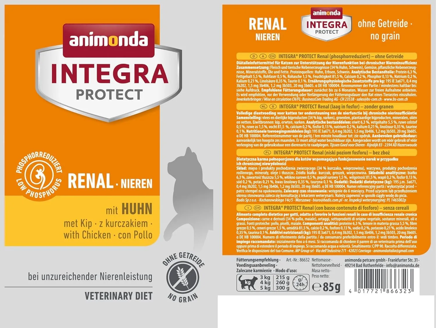 animonda Integra Protect Cibo Umido per Gatti Renal con Pollo (24x 85g) - immagine 4