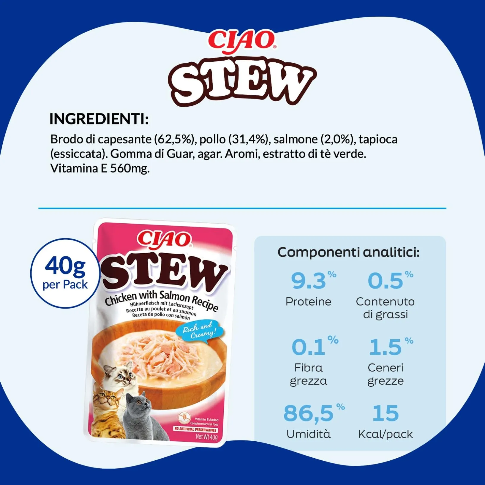 INABA Ciao Stew, Cibo Umido per Gatti con Pollo e Salmone, 1x40g - immagine 6
