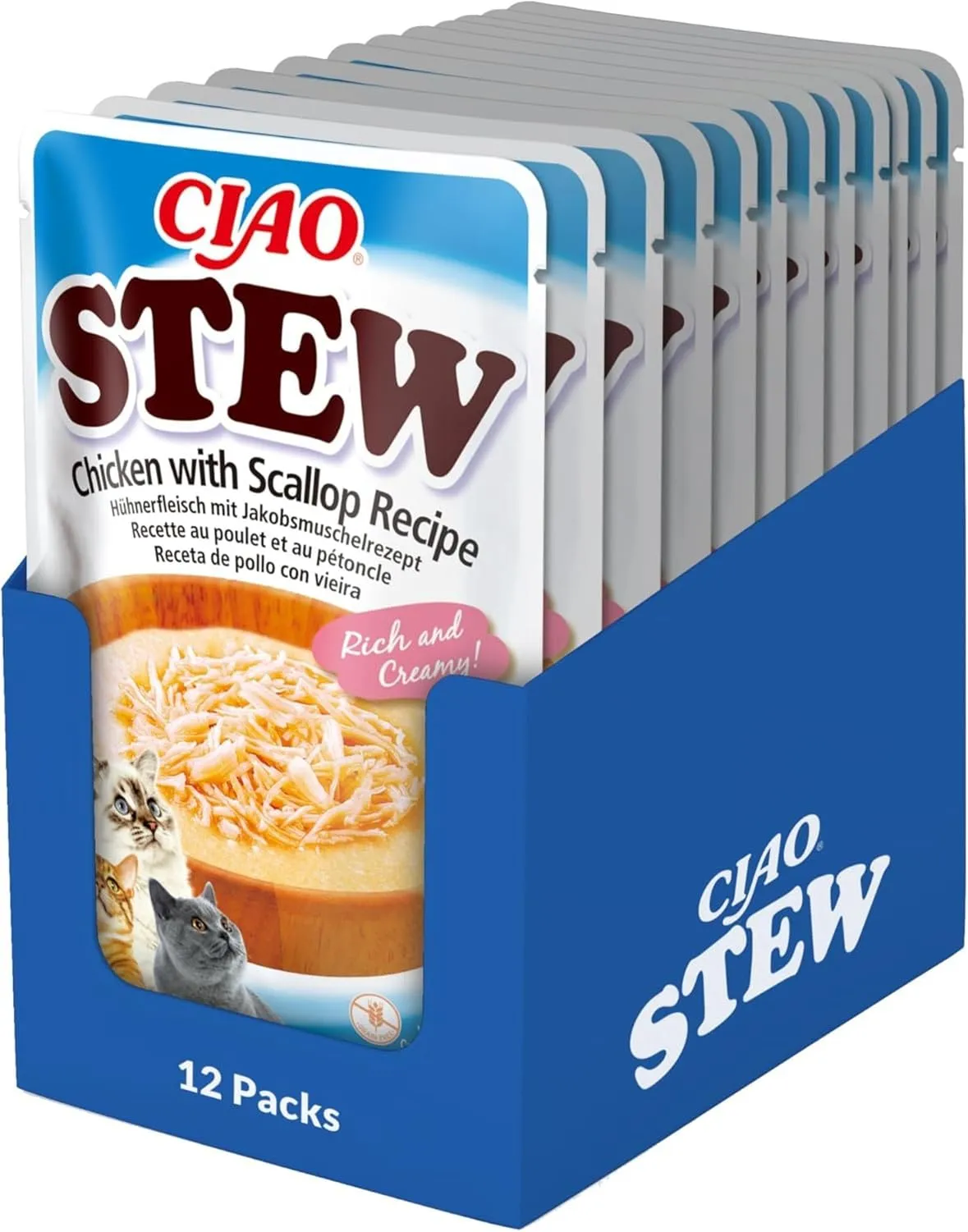 INABA Ciao Stew, Cibo Umido per Gatti con Pollo e Capesante, 12x40g - immagine 1