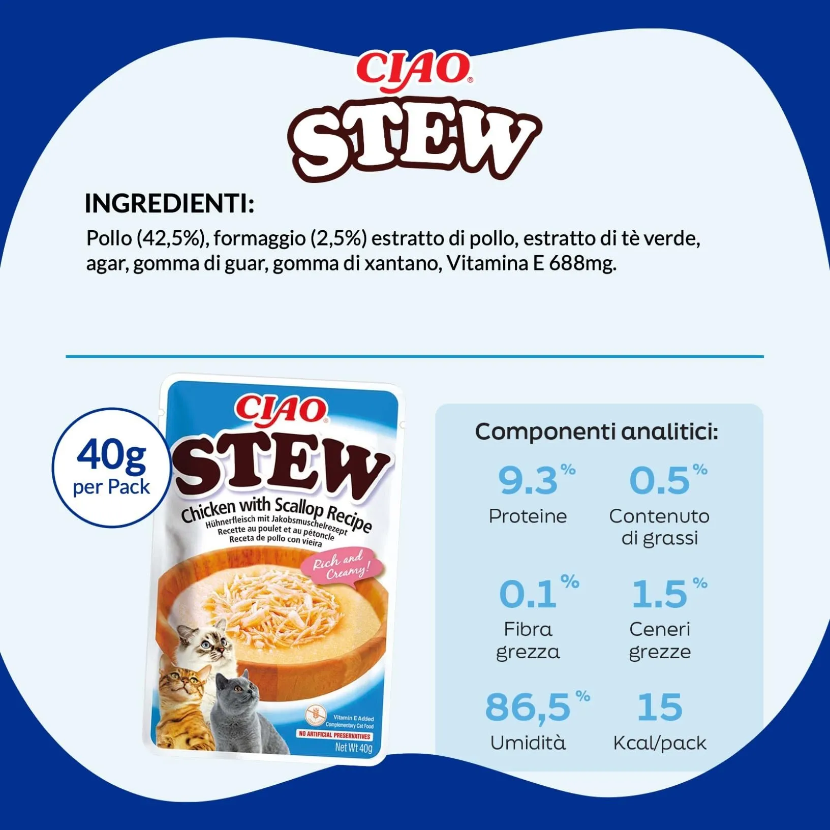 INABA Ciao Stew, Cibo Umido per Gatti con Pollo e Capesante, 12x40g - immagine 6