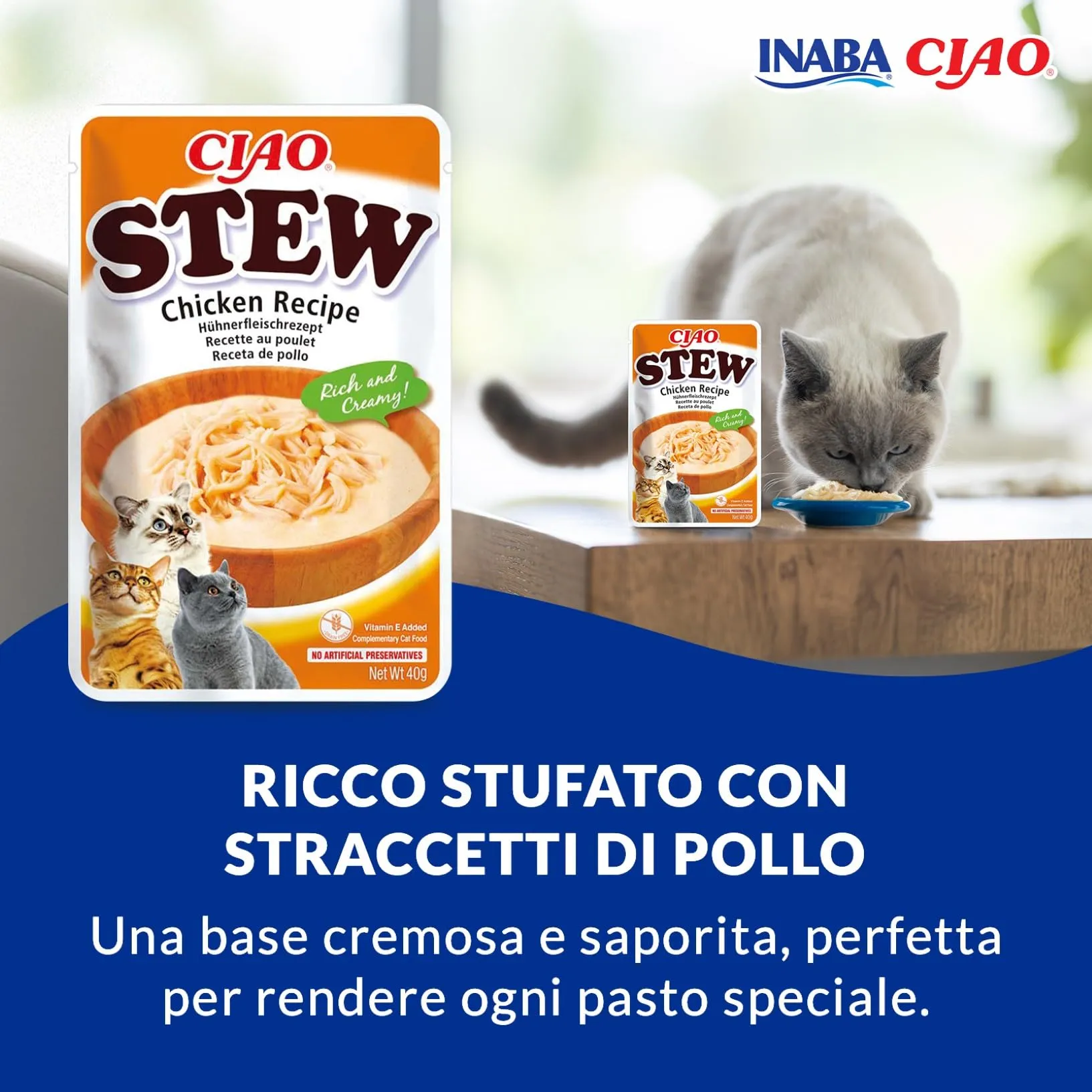 INABA Ciao Stew, Cibo Umido per Gatti con Pollo, 1x40g - immagine 2