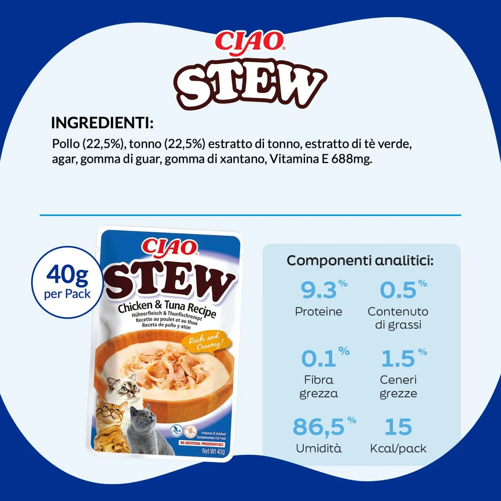 INABA Ciao Stew, Cibo Umido per Gatti con Pollo e Tonno, 12x40g - immagine 6