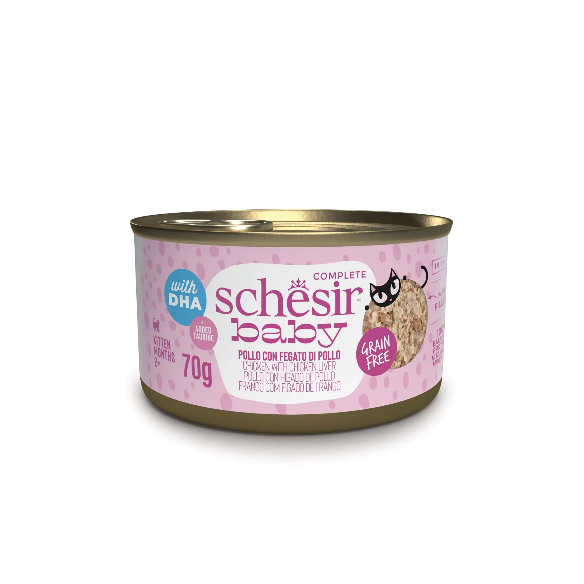 Schesir Baby, Filettini di Pollo con Fegato in Brodo, Alimento Umido Completo per Gattini, Grain Free, con DHA e Taurina, Fonte di Idratazione, 12 x 70 g - immagine 1
