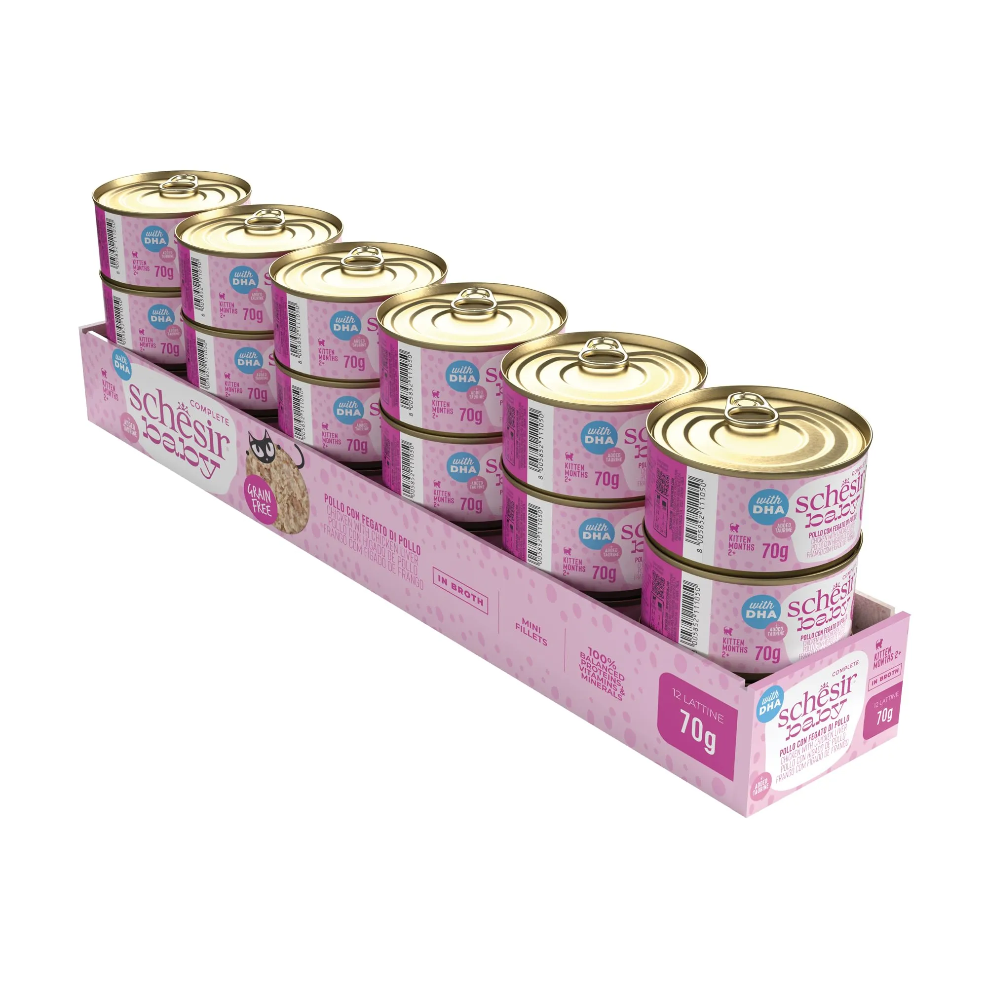 Schesir Baby, Filettini di Pollo con Fegato in Brodo, Alimento Umido Completo per Gattini, Grain Free, con DHA e Taurina, Fonte di Idratazione, 12 x 70 g - immagine 2