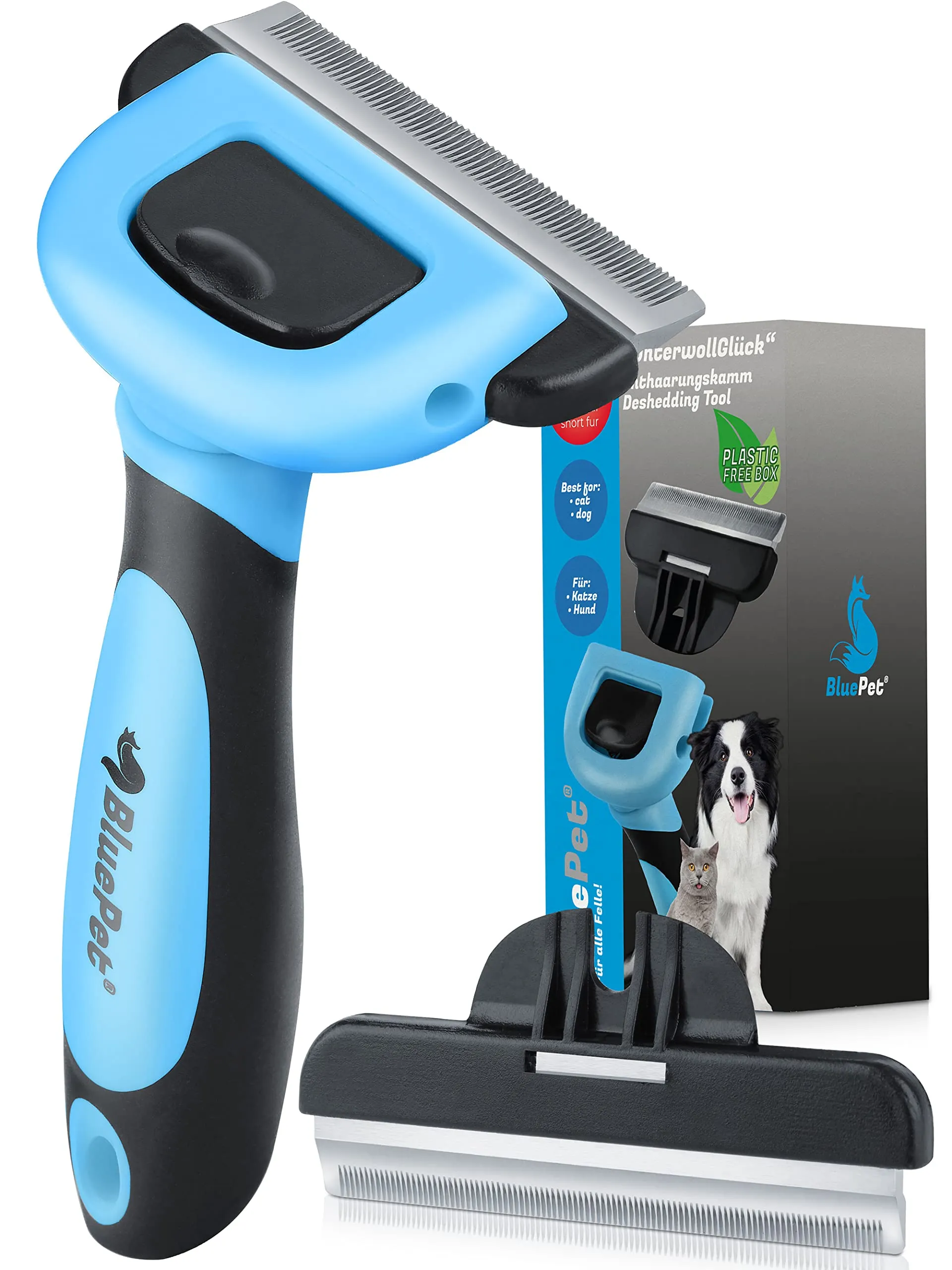 BluePet Spazzola per Cani e Gatti Pelo Corto, Pettine del Sottopelo, Muta - immagine 1