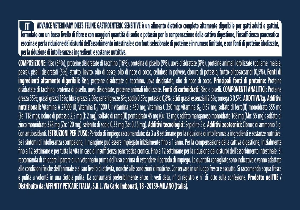 Advance Veterinary Diets Gastroenteric Sensitive, Cibo per Gatti con Problemi gastrointestinali, 2,75kg - immagine 5