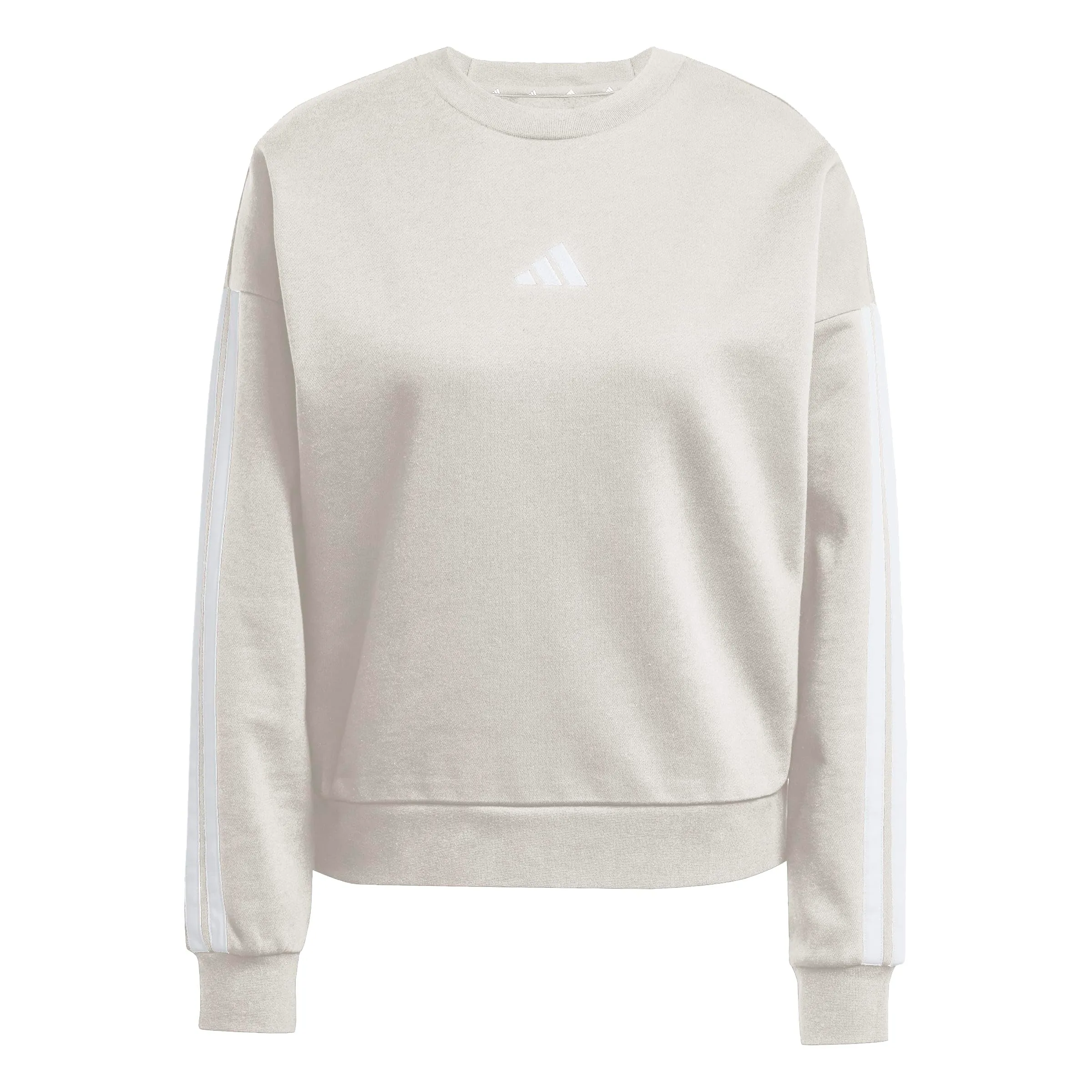 adidas Donna Essentials 3-Stripes Fleece Sweatshirt, Wonder Alumina/White, L - immagine 1