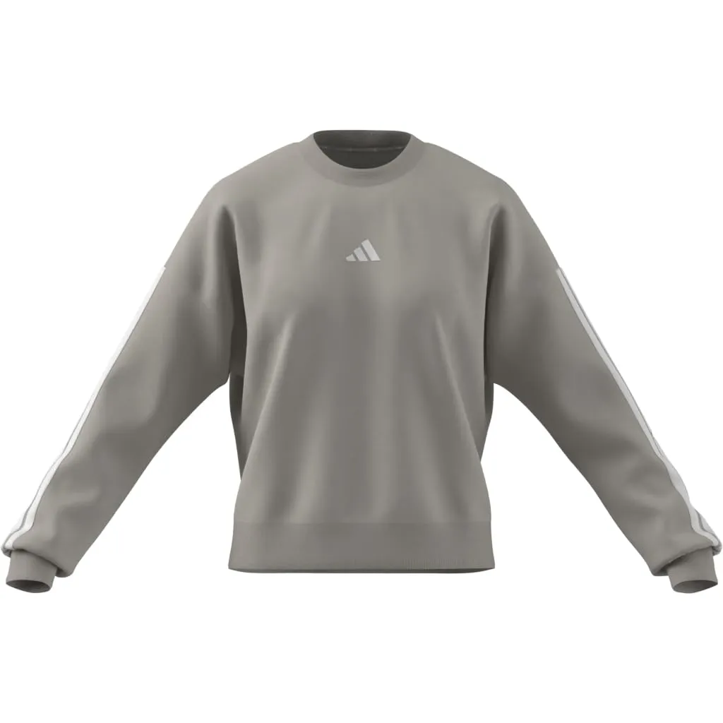 adidas Donna Essentials 3-Stripes Fleece Sweatshirt, Wonder Alumina/White, L - immagine 7