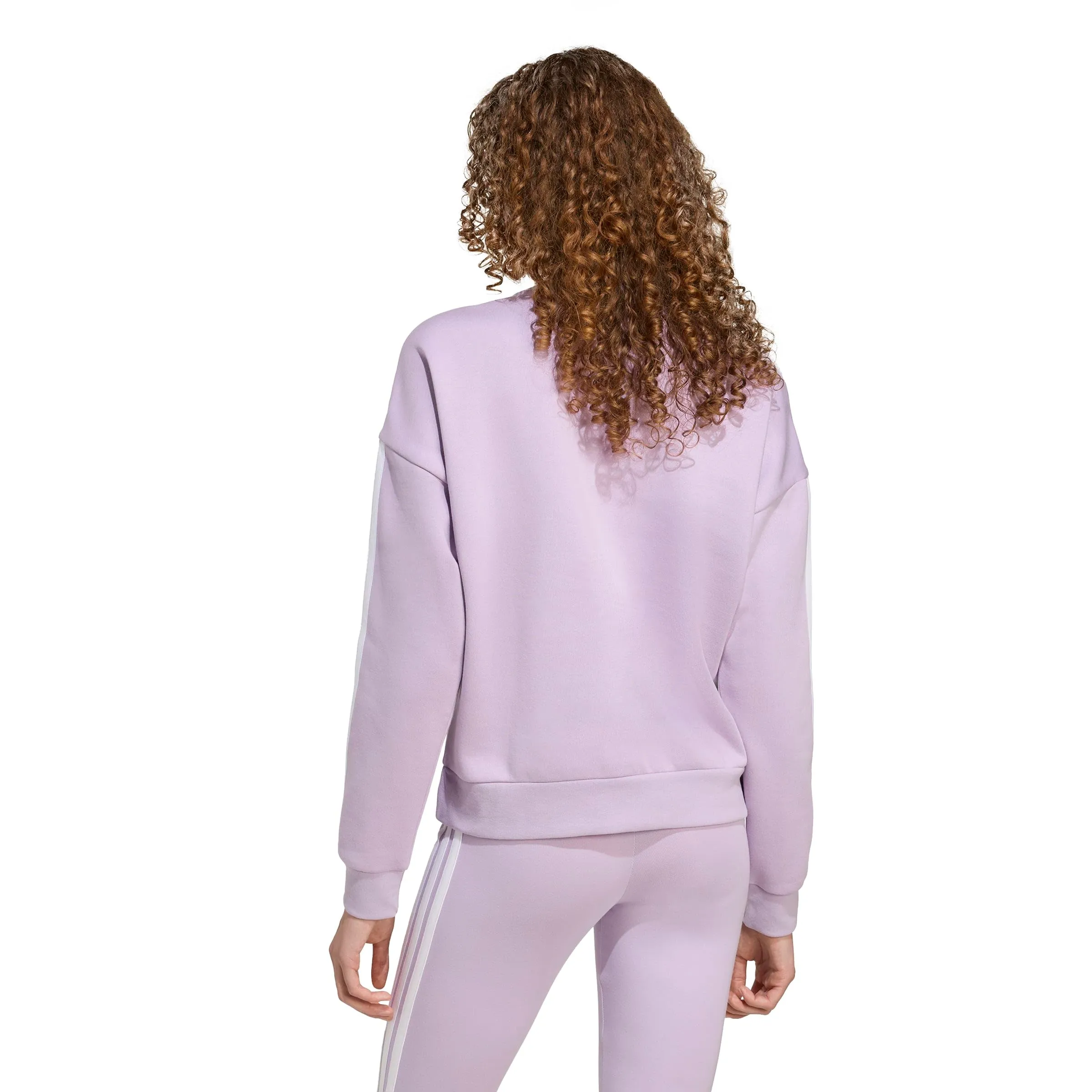 Adidas Donna Essentials 3-Stripes Fleece Sweatshirt, Powder Plum/White, L - immagine 2