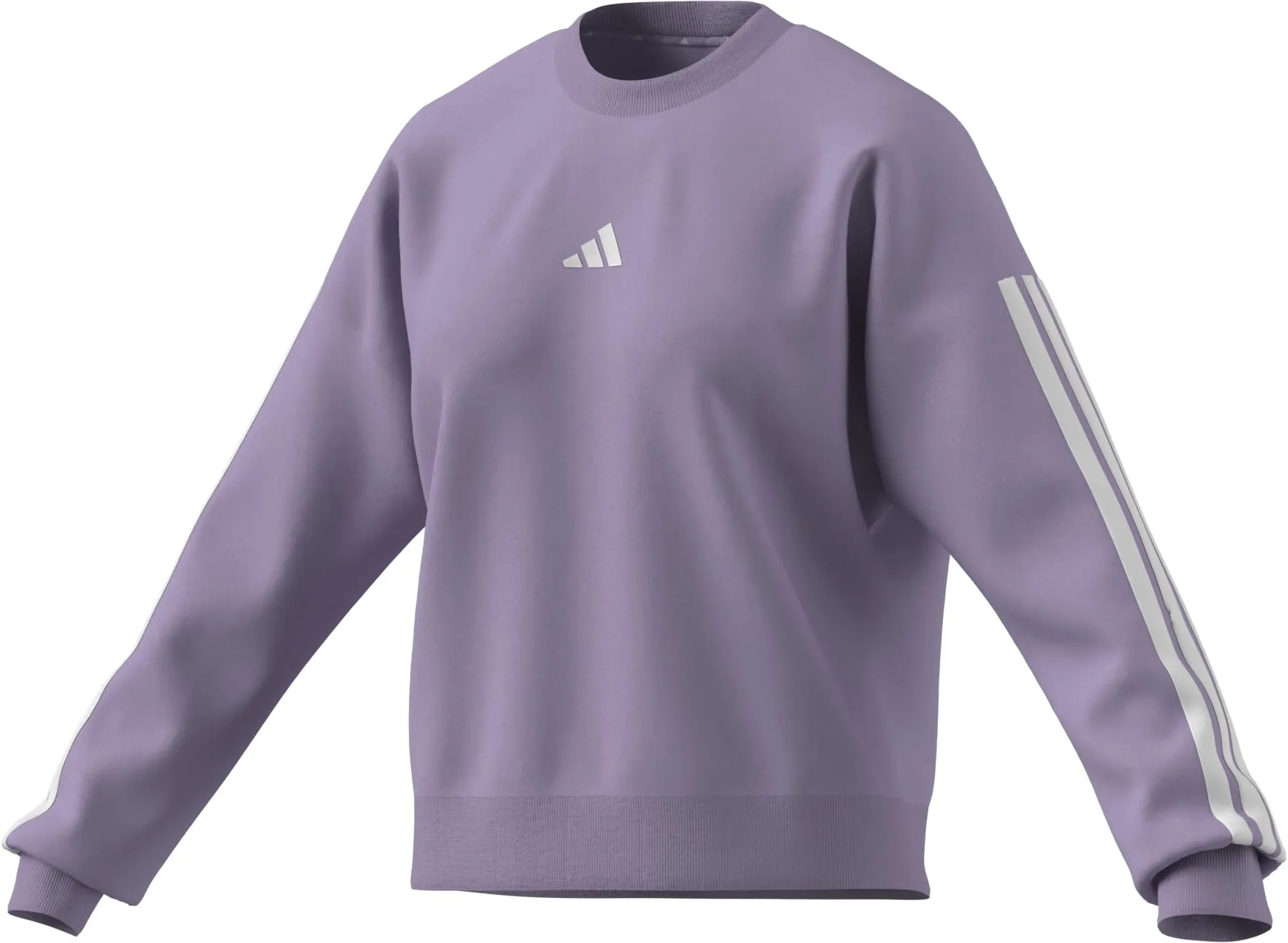 Adidas Donna Essentials 3-Stripes Fleece Sweatshirt, Powder Plum/White, L - immagine 7