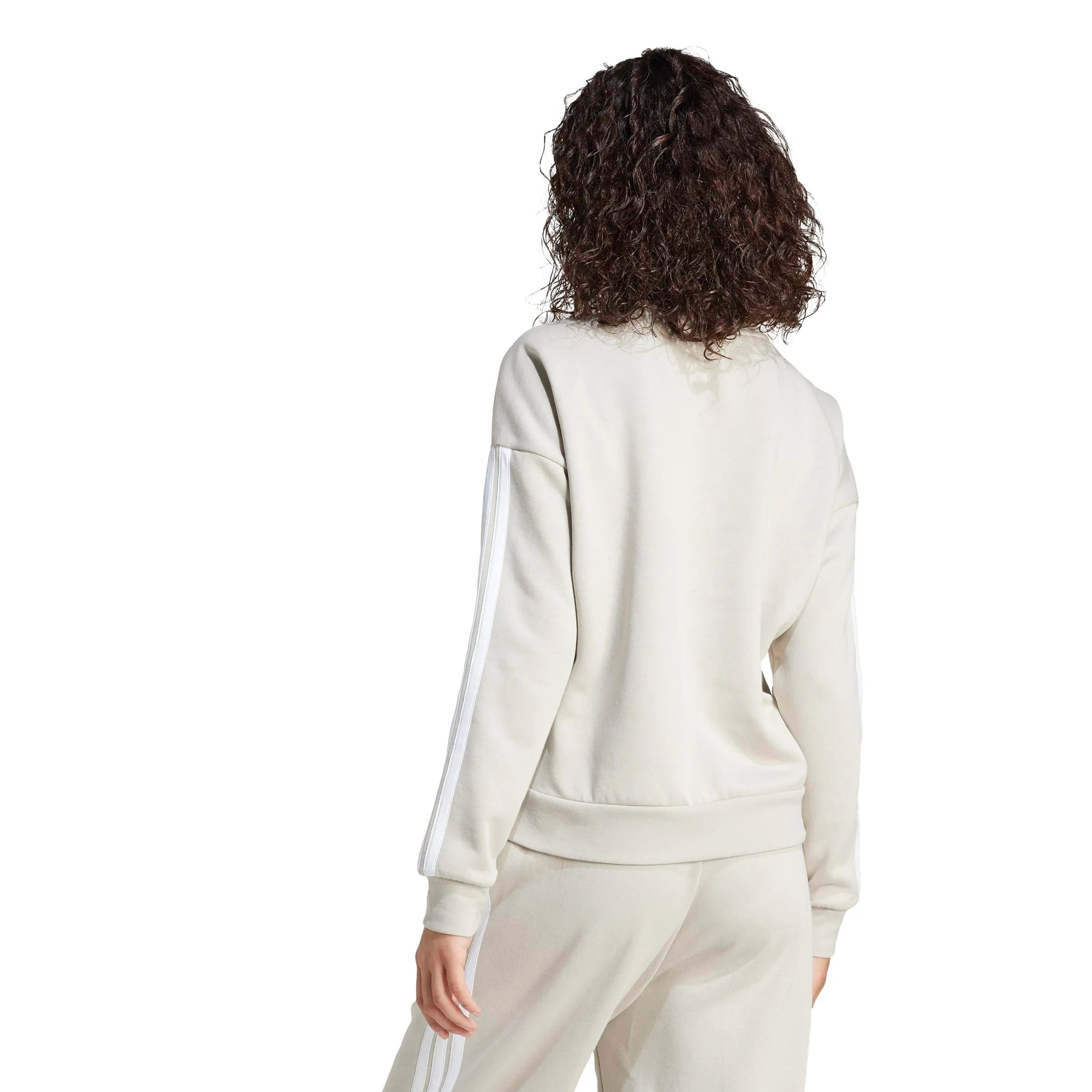adidas Donna Essentials 3-Stripes Fleece Sweatshirt, Wonder Alumina/White, M - immagine 3
