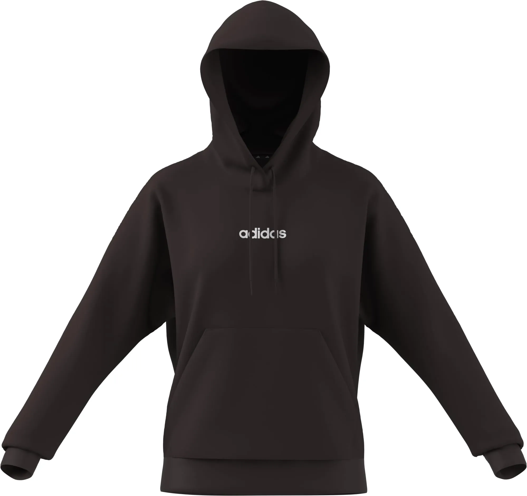 Adidas Donna Essentials Linear Fleece Hoodie, Shadow Brown/White, S - immagine 1