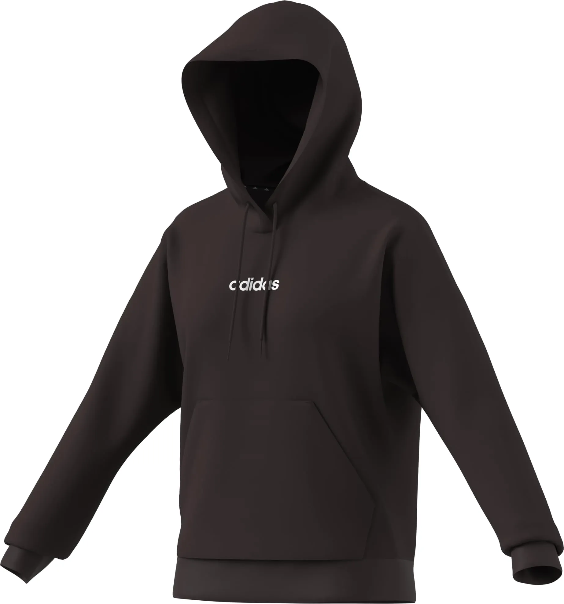 Adidas Donna Essentials Linear Fleece Hoodie, Shadow Brown/White, S - immagine 3