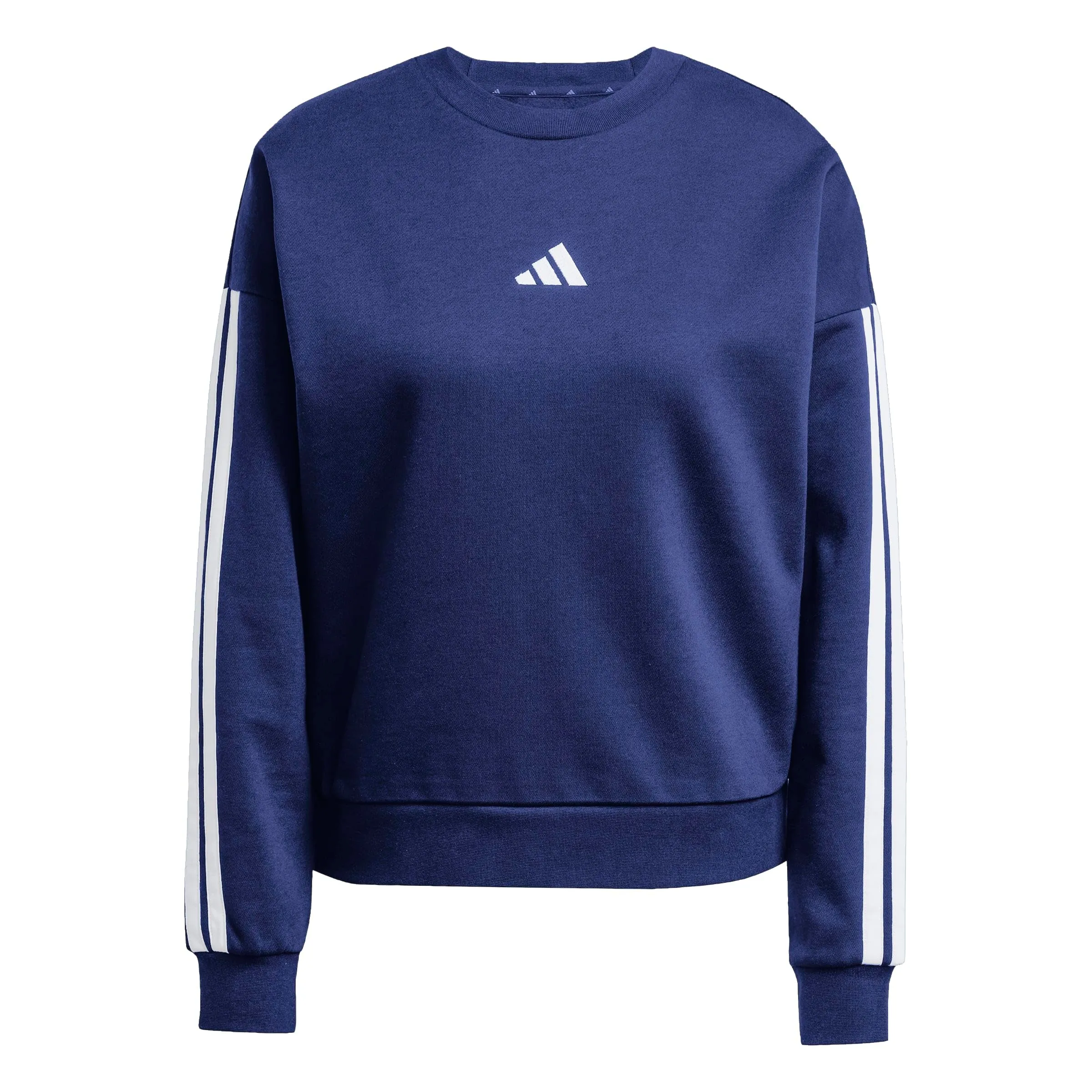 adidas Donna Essentials 3-Stripes Fleece Sweatshirt, Dark Blue/White, XL - immagine 1