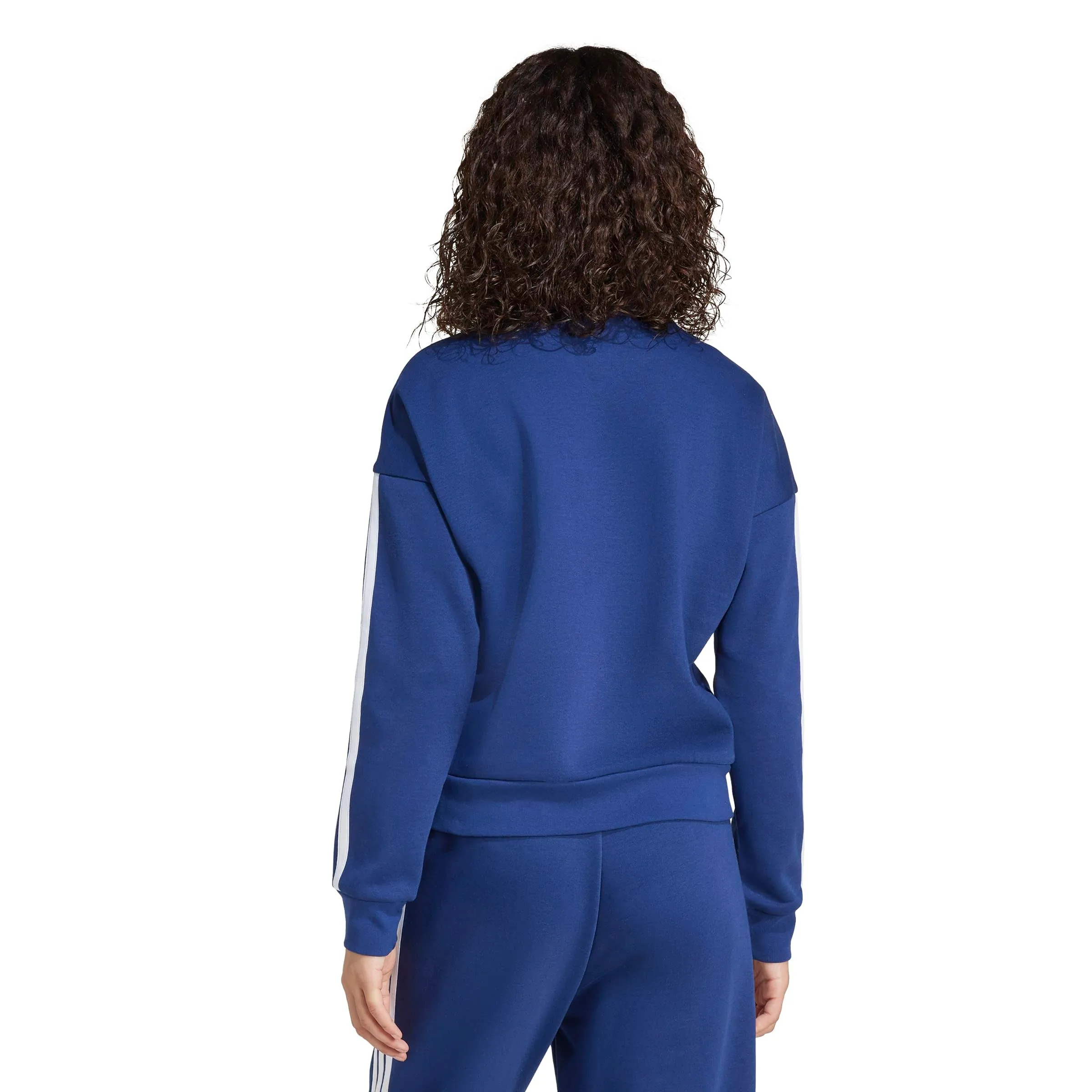 adidas Donna Essentials 3-Stripes Fleece Sweatshirt, Dark Blue/White, XL - immagine 2