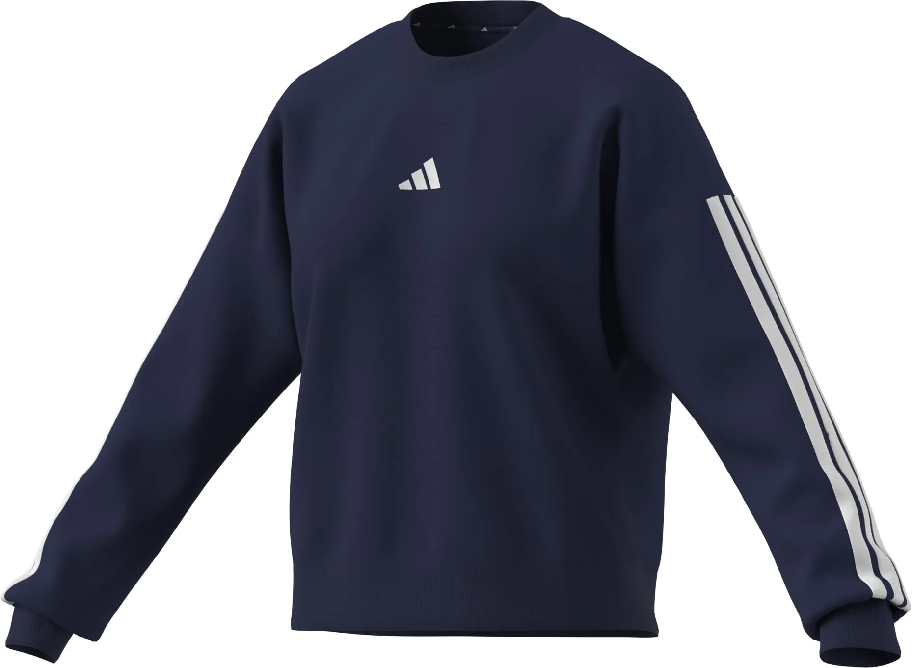 adidas Donna Essentials 3-Stripes Fleece Sweatshirt, Dark Blue/White, XL - immagine 7
