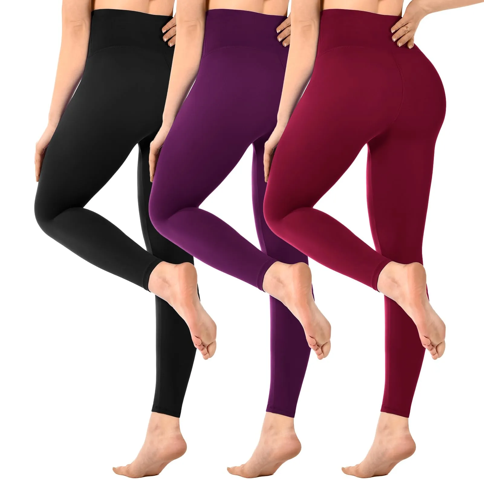 Sinophant - Leggings da donna, a vita alta, opachi, neri, per palestra, yoga, sport, confezione da 3, L-XL - immagine 1