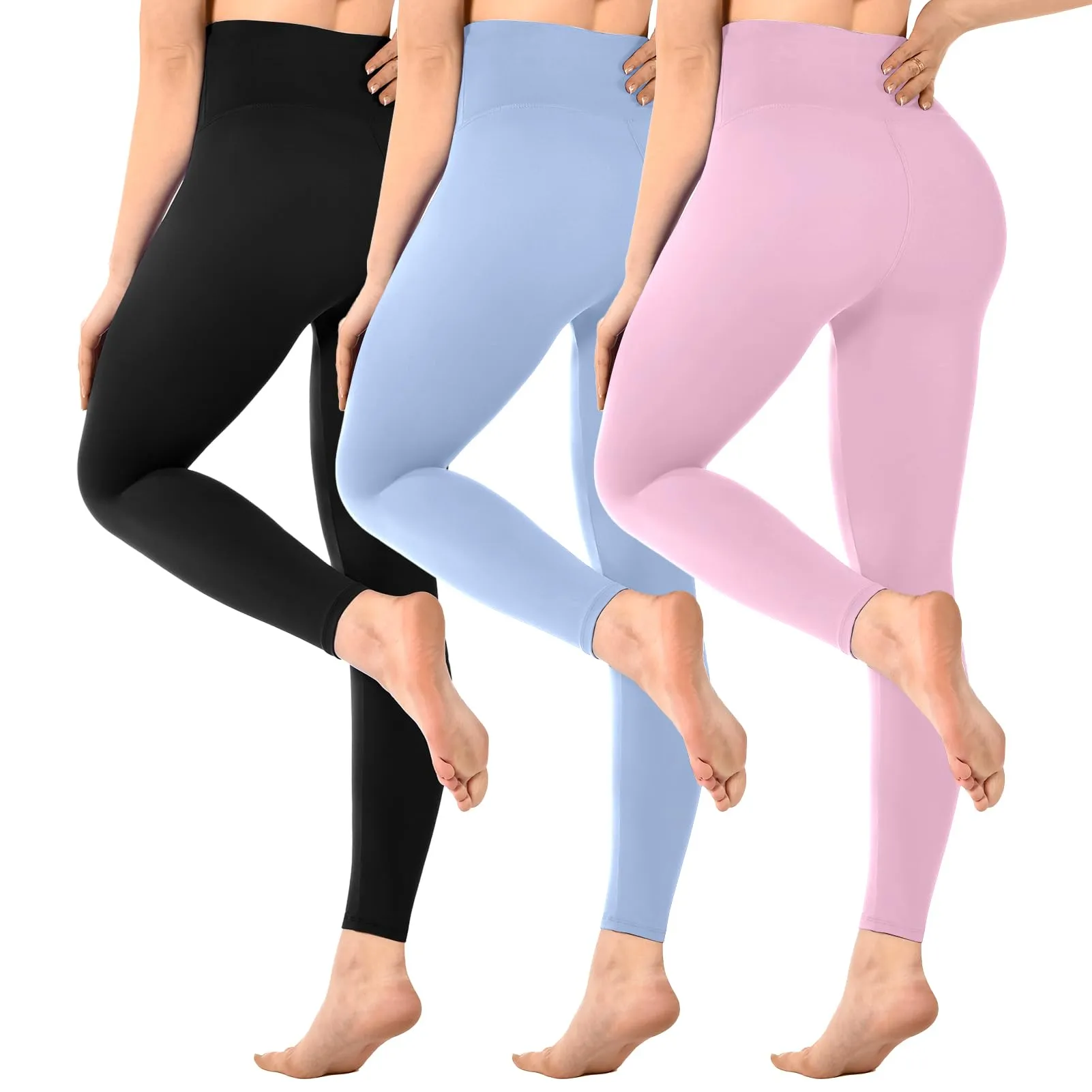 Sinophant - Leggings da donna, a vita alta, opachi, neri, per palestra, yoga, sport, confezione da 3, XXL - immagine 1