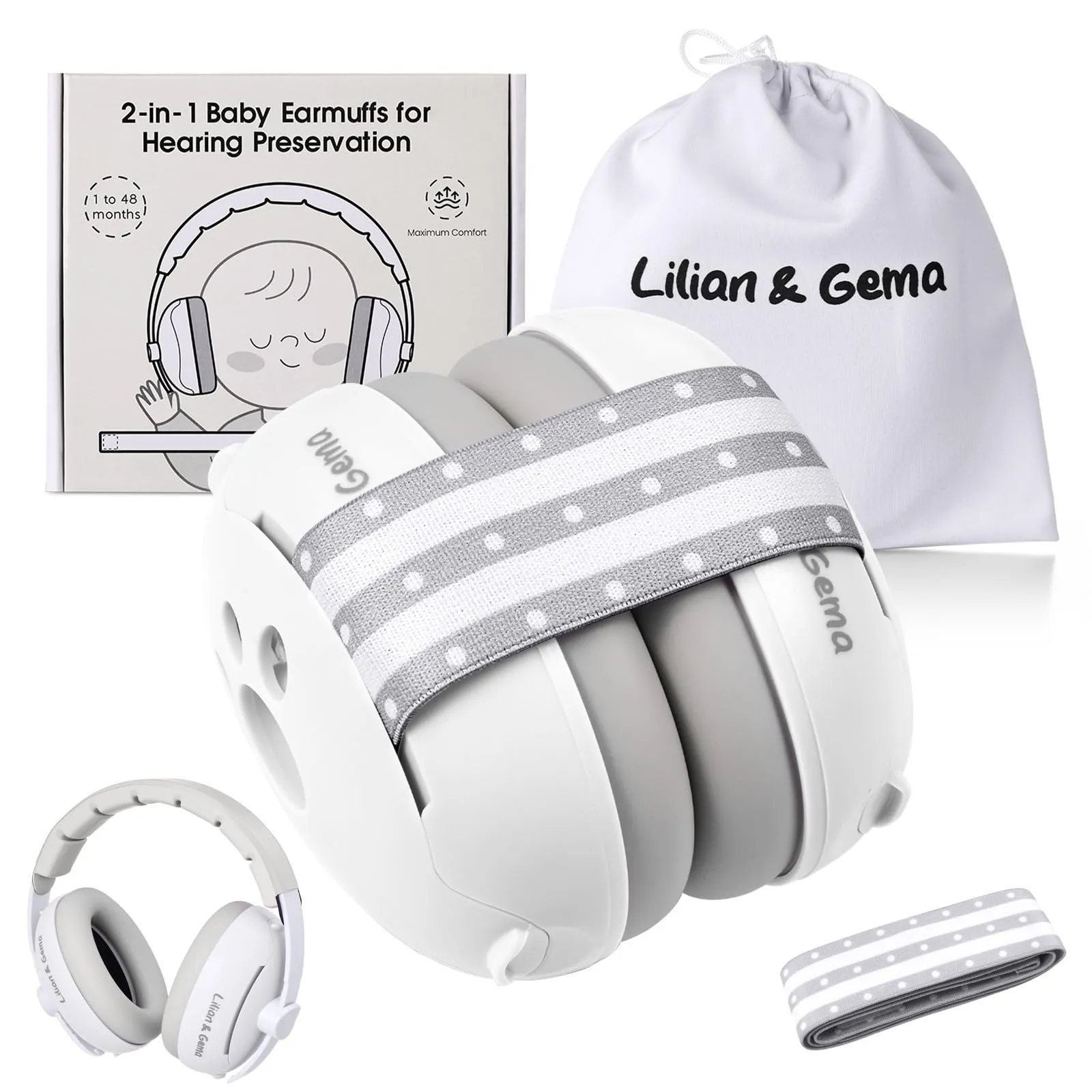 Lilian&Gema 2 in 1 Cuffie Neonato Antirumore - 25dB - immagine 1