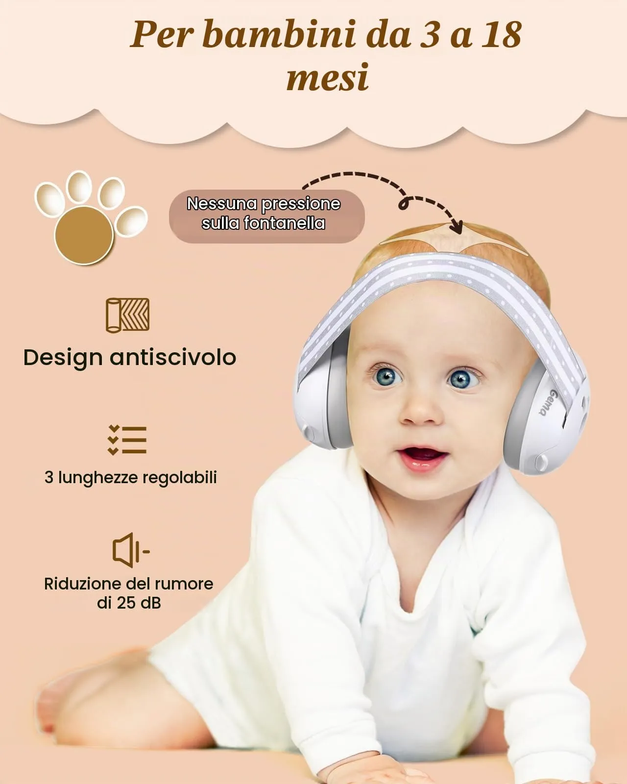 Lilian&Gema 2 in 1 Cuffie Neonato Antirumore - 25dB - immagine 6