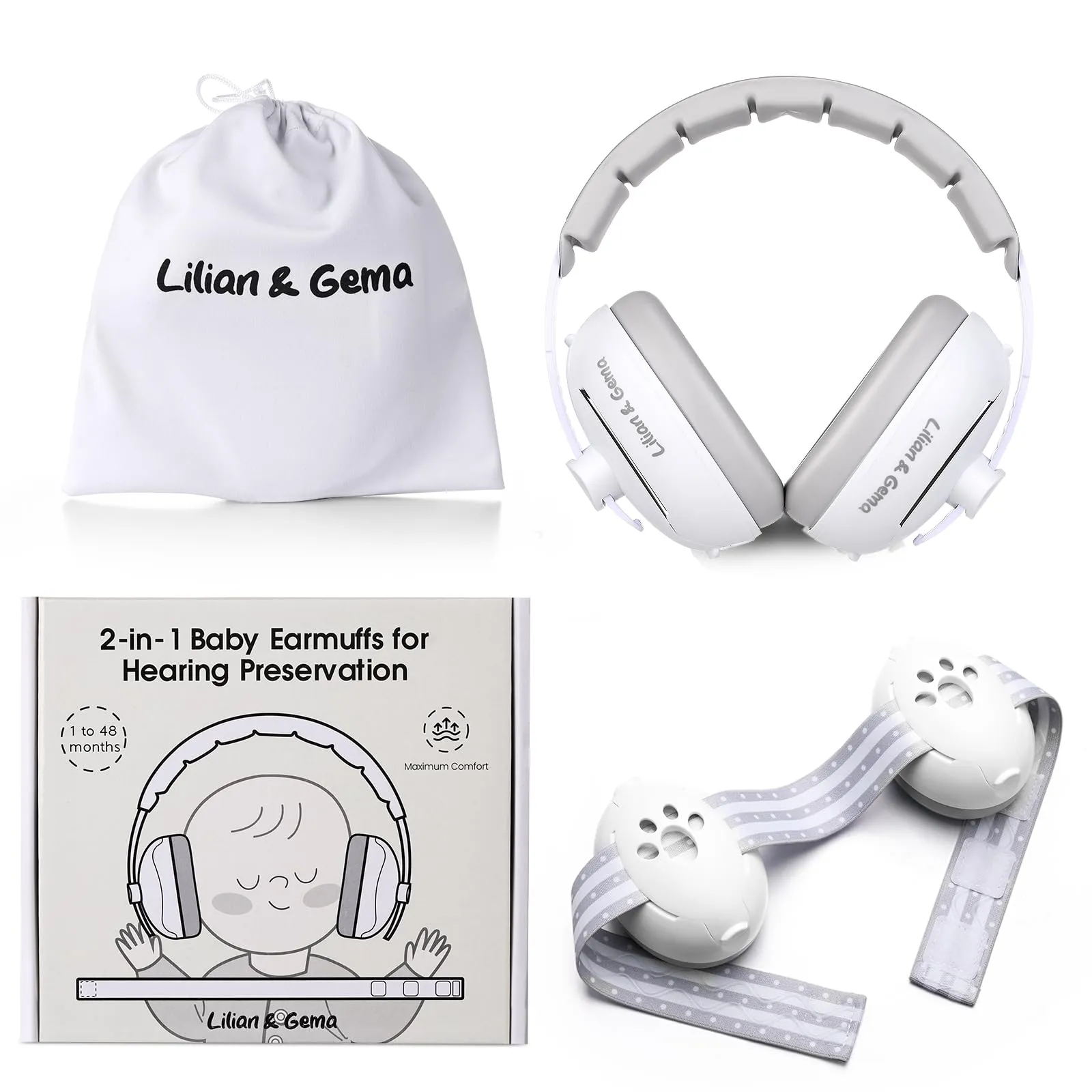 Lilian&Gema 2 in 1 Cuffie Neonato Antirumore - 25dB - immagine 9