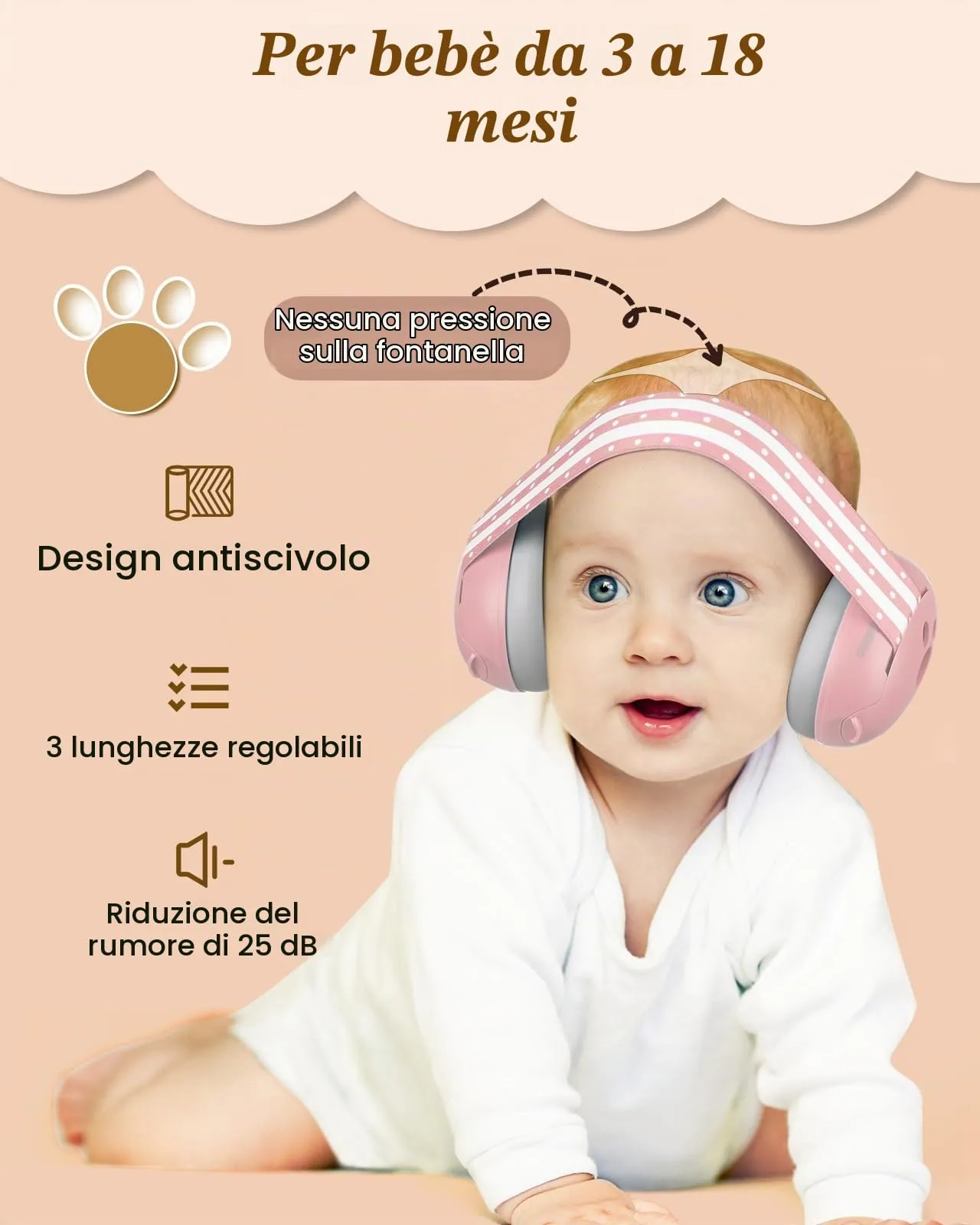 Lilian&Gema 2 in 1 Cuffie Neonato Antirumore - 25dB - immagine 6