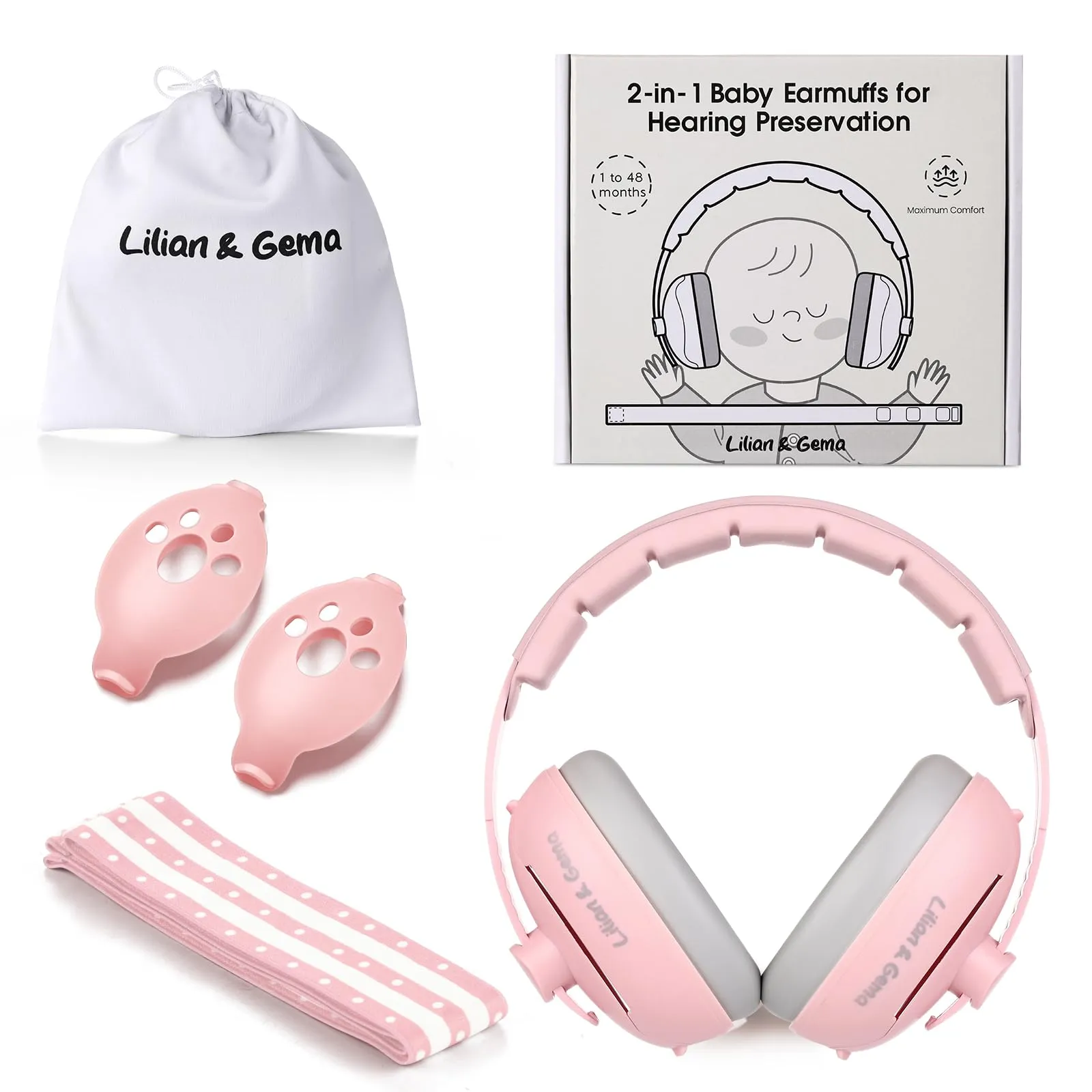 Lilian&Gema 2 in 1 Cuffie Neonato Antirumore - 25dB - immagine 9
