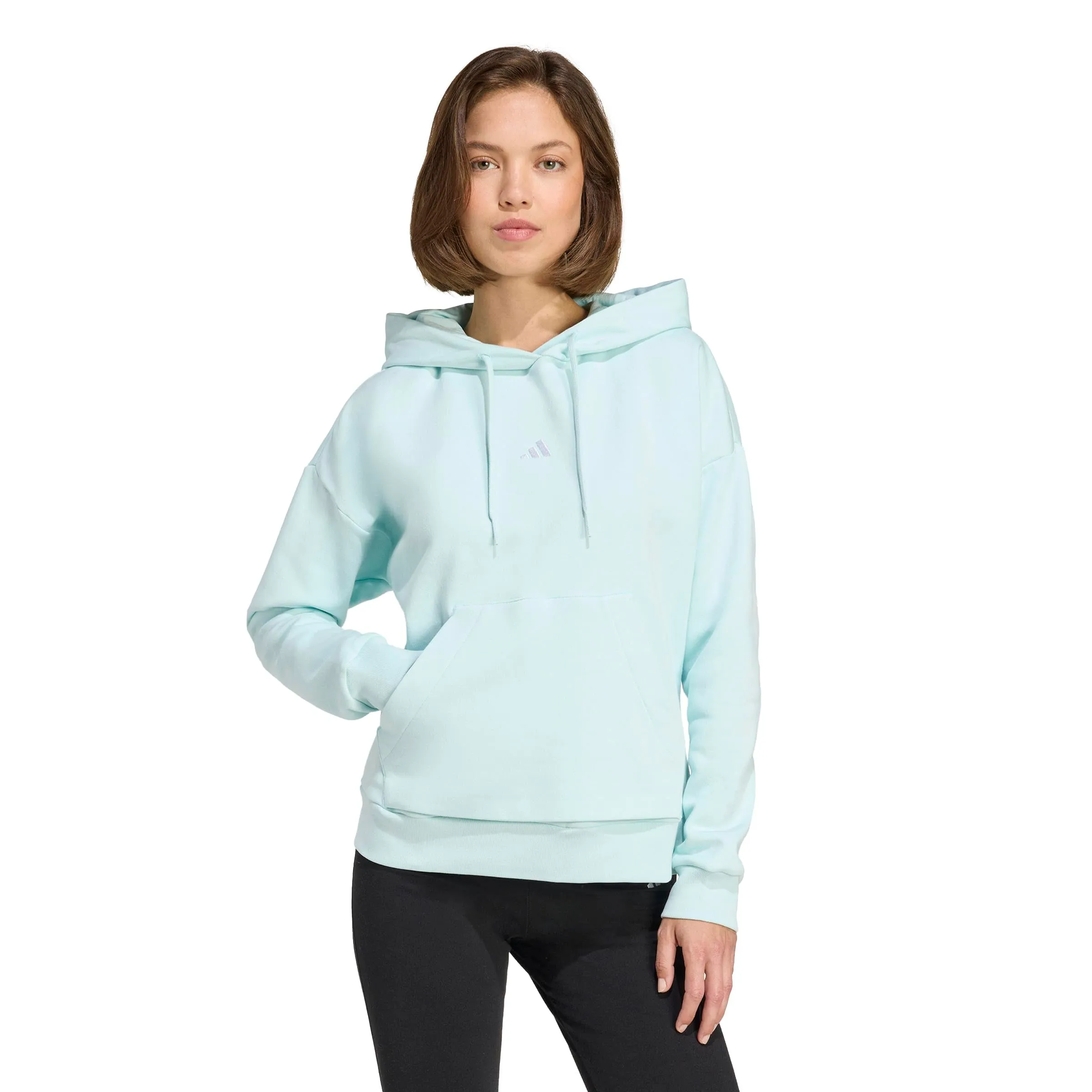 Adidas Donna Essentials Small Logo Feel Cozy Hoodie, Halo Mint/White, XS - immagine 3