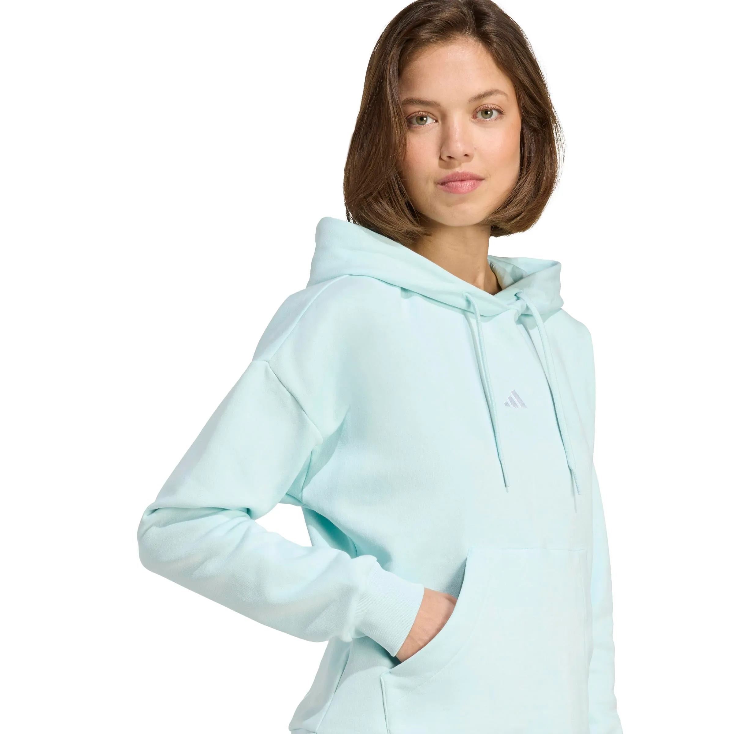 Adidas Donna Essentials Small Logo Feel Cozy Hoodie, Halo Mint/White, XS - immagine 5