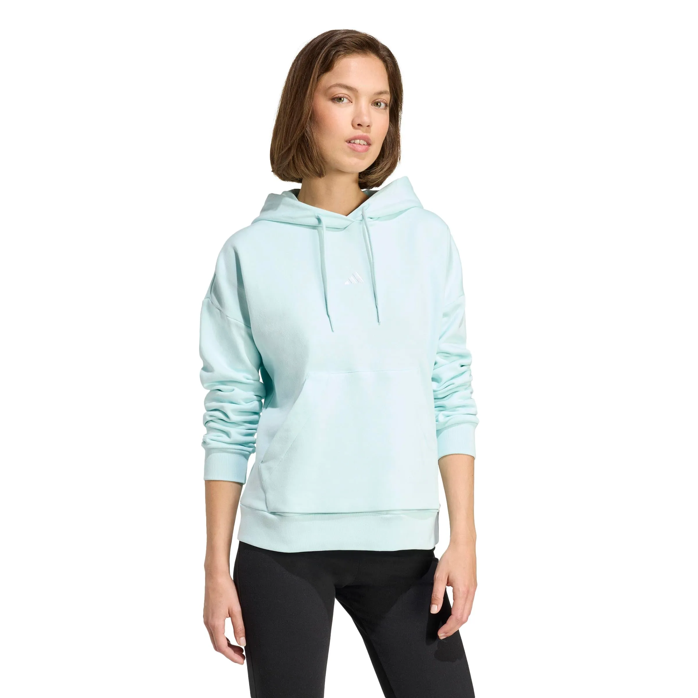 Adidas Donna Essentials Small Logo Feel Cozy Hoodie, Halo Mint/White, XS - immagine 6